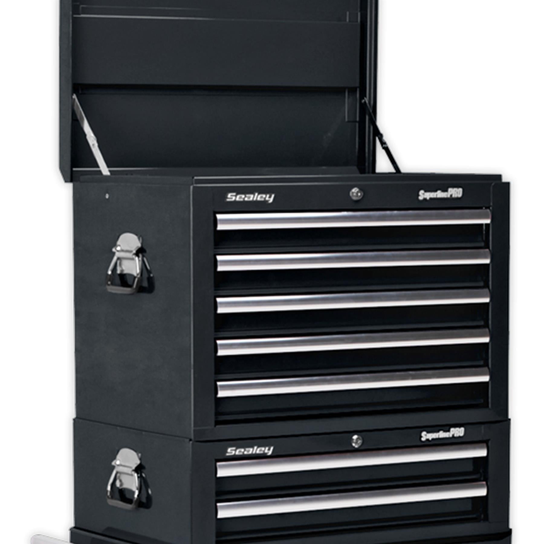 Sealey Topchest, Mid-Box & Rollcab Combination 14 Drawer - Black