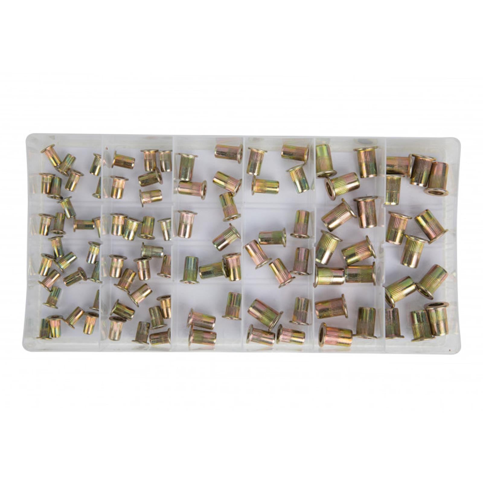 BlueSpot 100pc Rivet Nuts Zinc Steel Rivnut Insert For Threaded Riveter M3 - M6 New