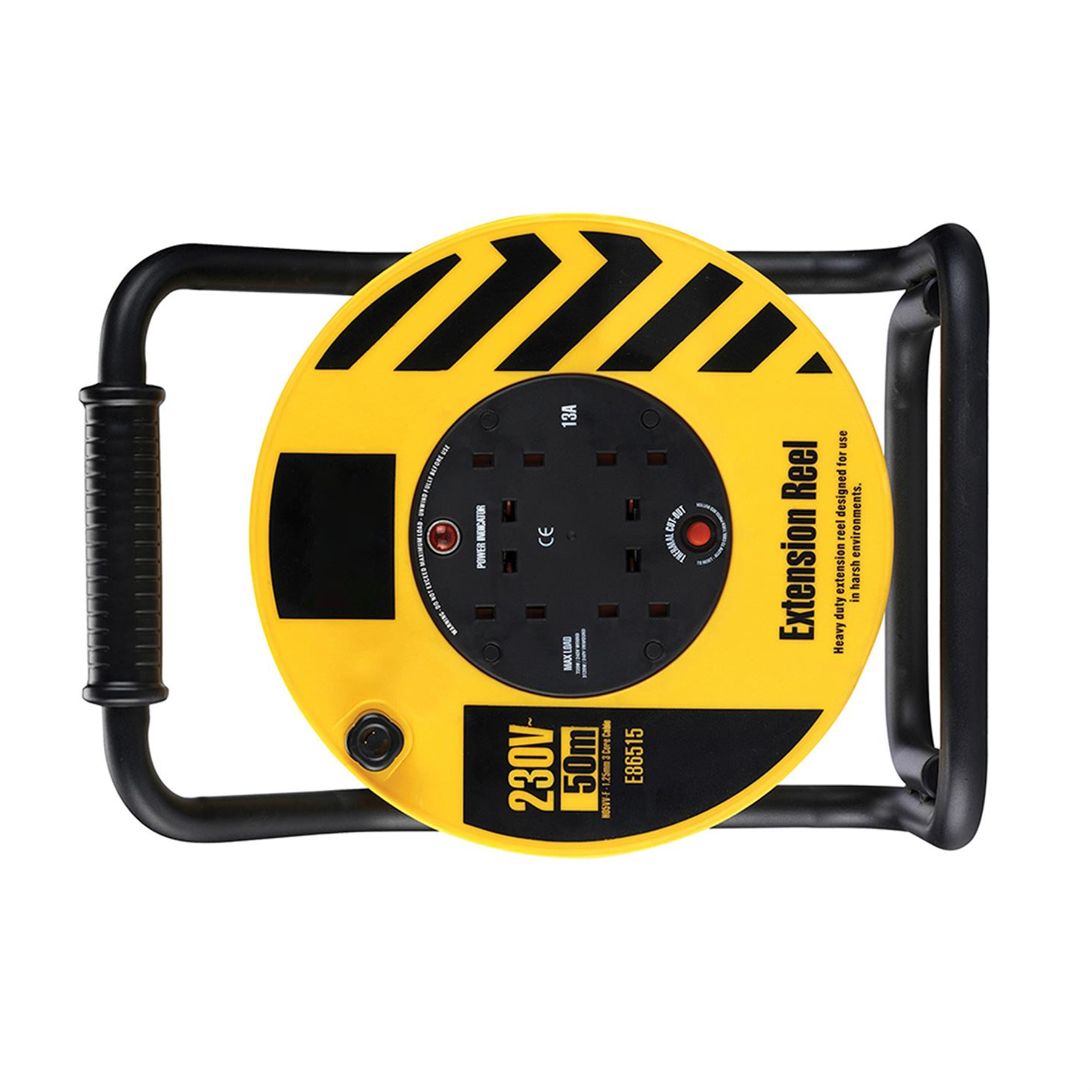 Defender Heavy Duty Reel 4-Way 50m 230V 13A Strong steel frame