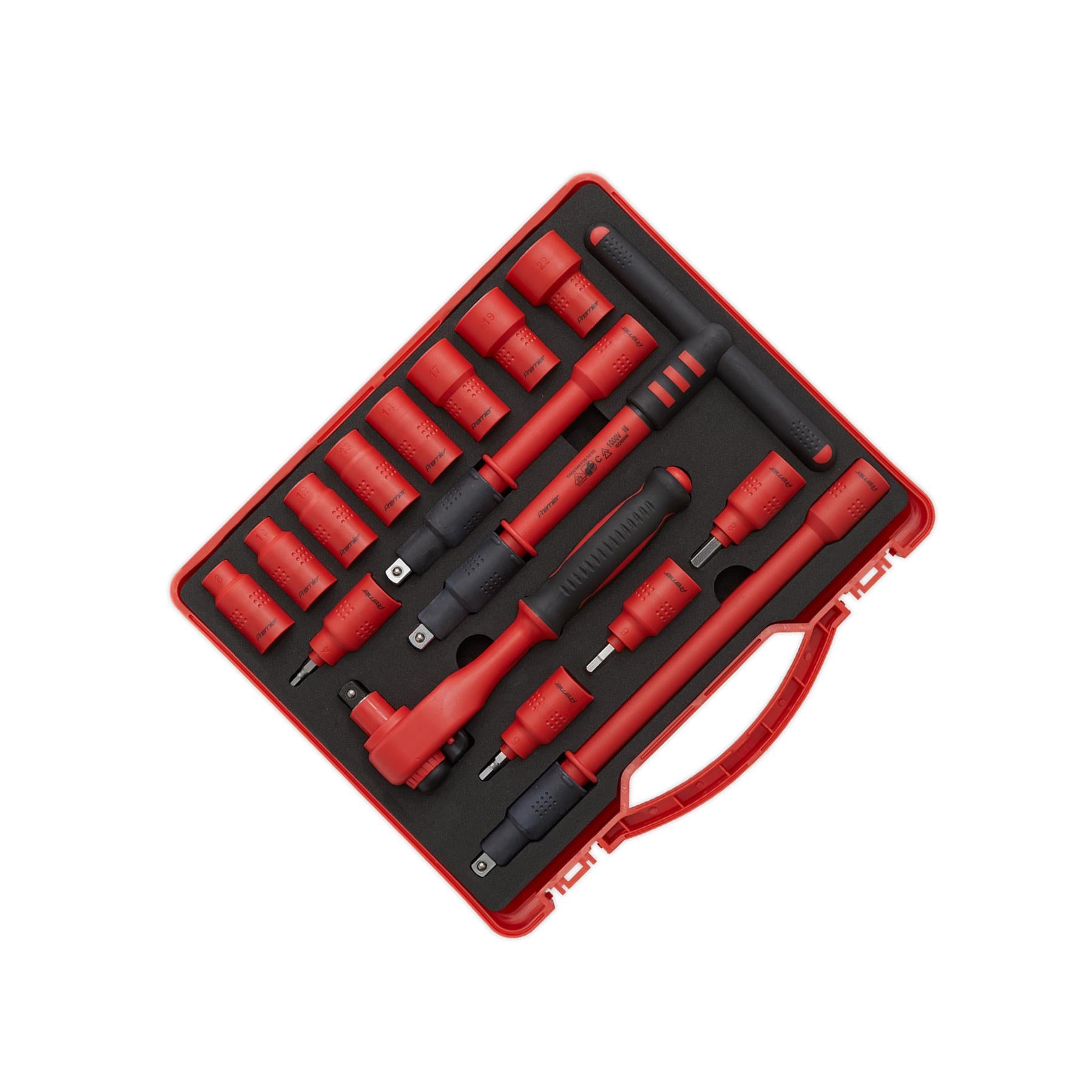 Sealey Insulated Socket Set 16pc 3/8"Sq Dr 6pt WallDrive VDE App.