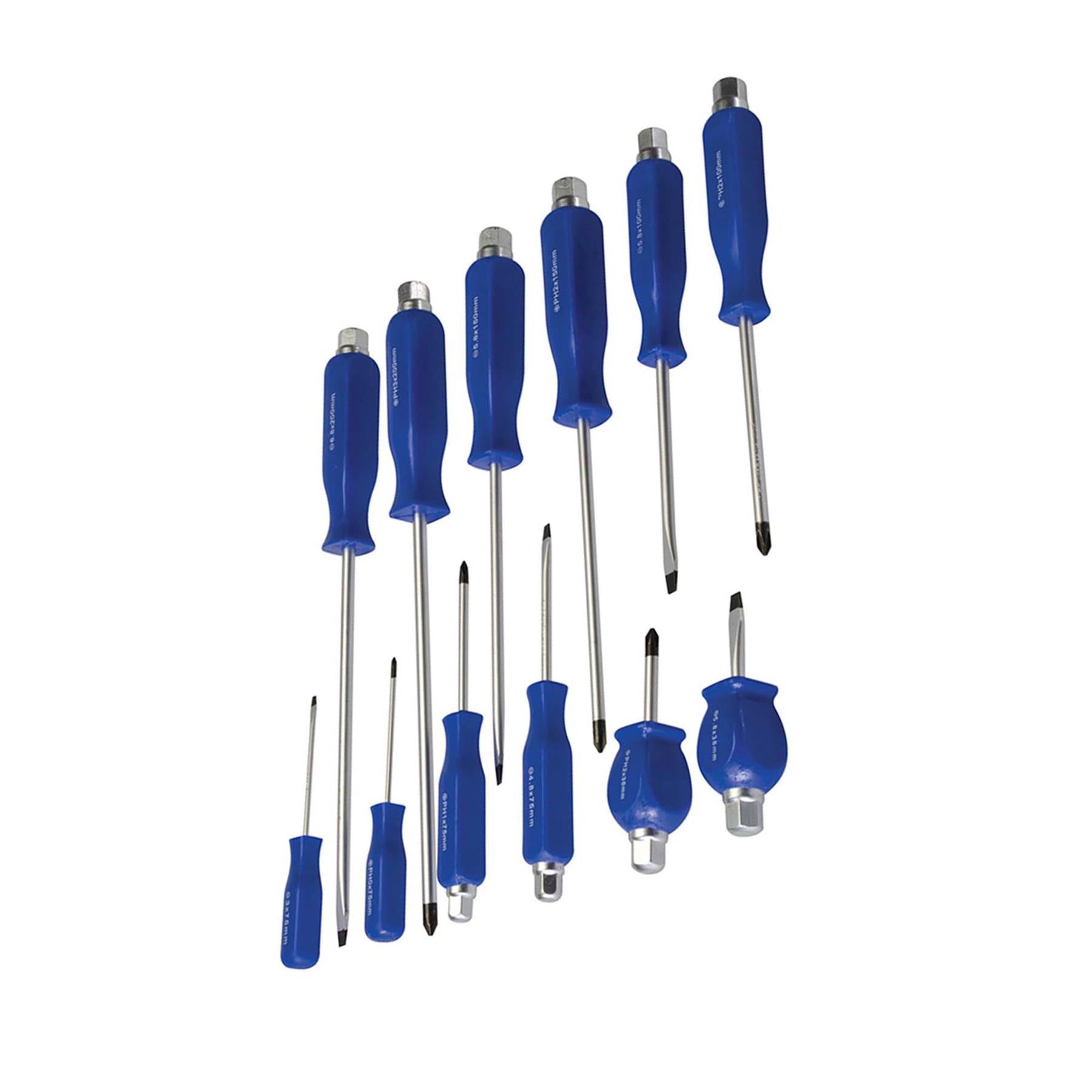 12Pce Engineers Screwdriver Set Chrome Vanadium Steel Blades Magnetic Tips