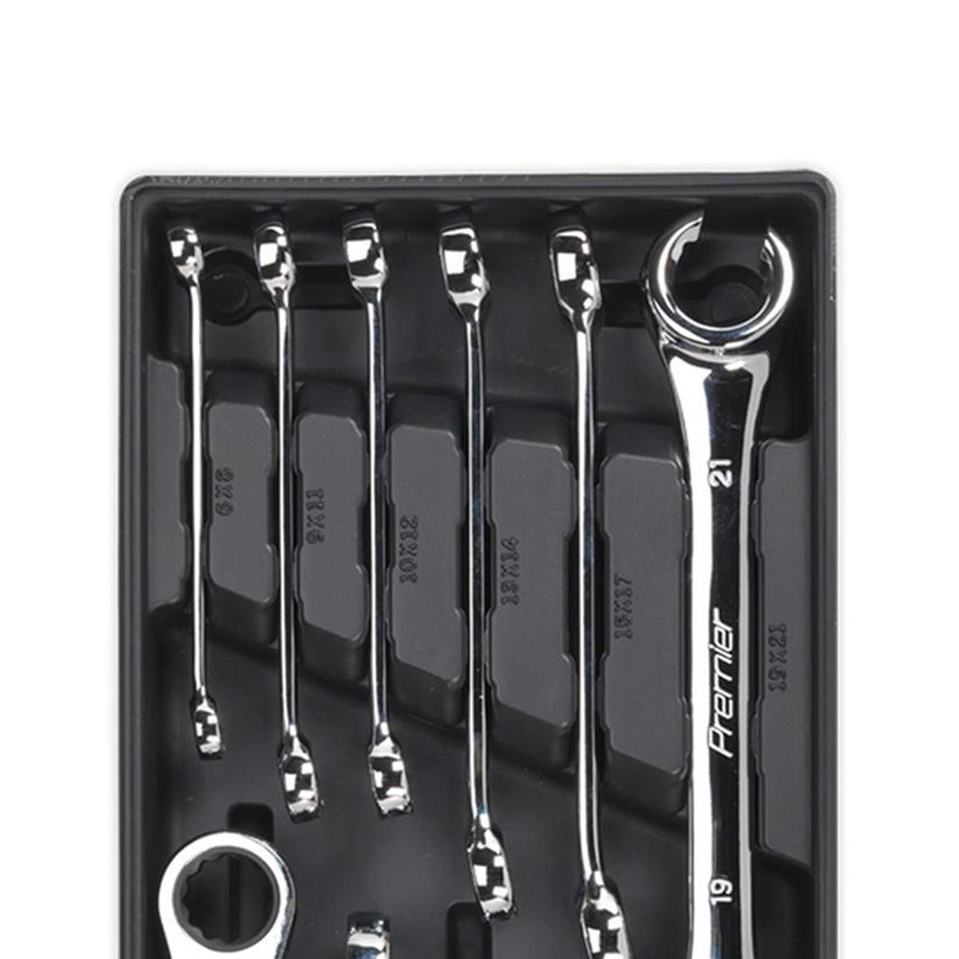 Sealey Tool Tray with Flare Nut & Ratchet Ring Spanner Set 12pc