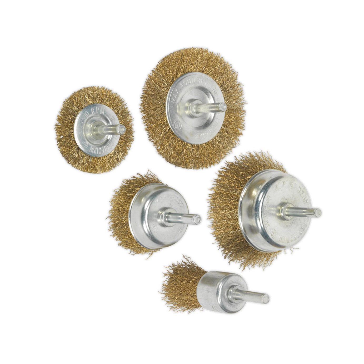 Sealey Wire Brush Set 5pc Brassed
