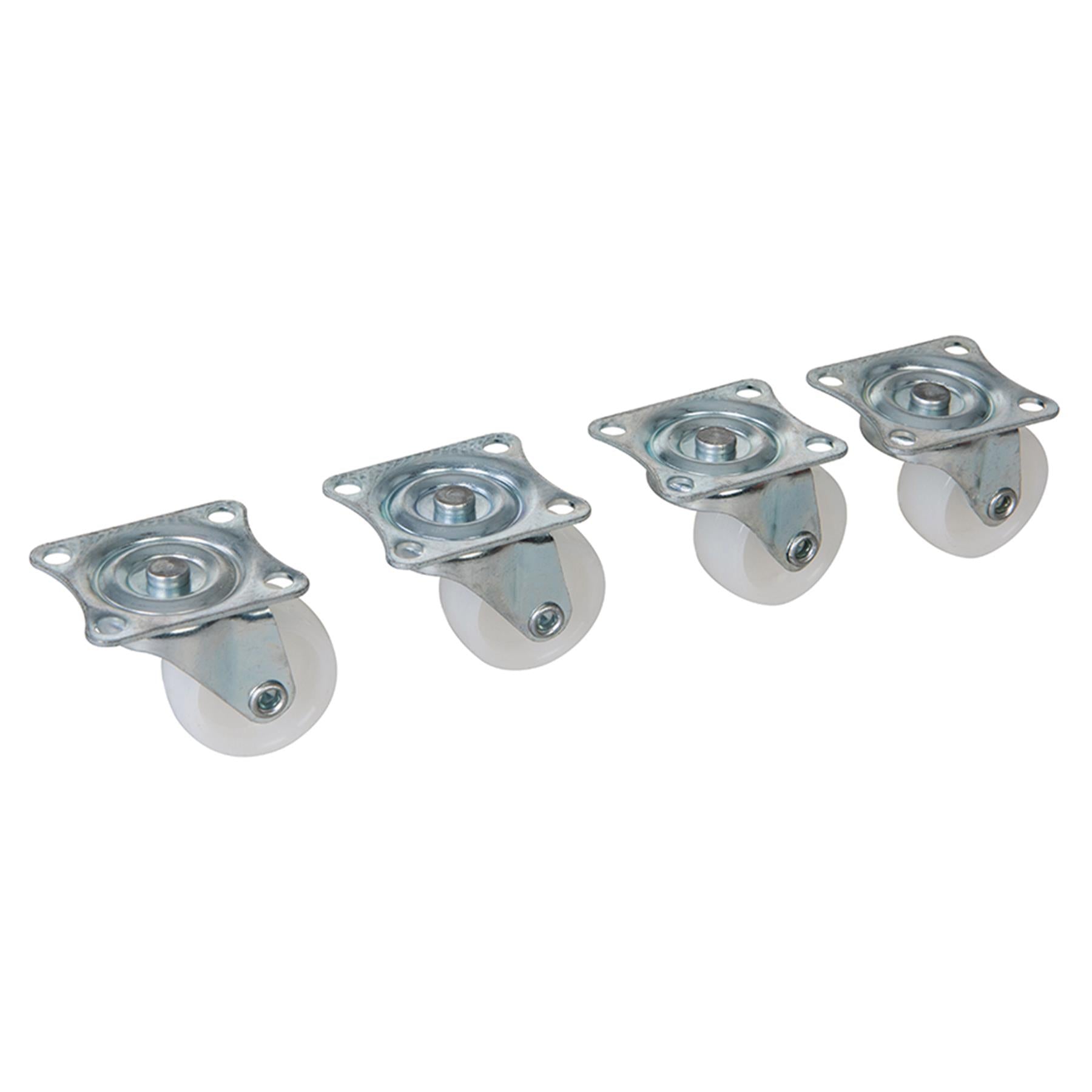 4Pk Light Duty Swivel Castors 31mm Castors & Swivel Action