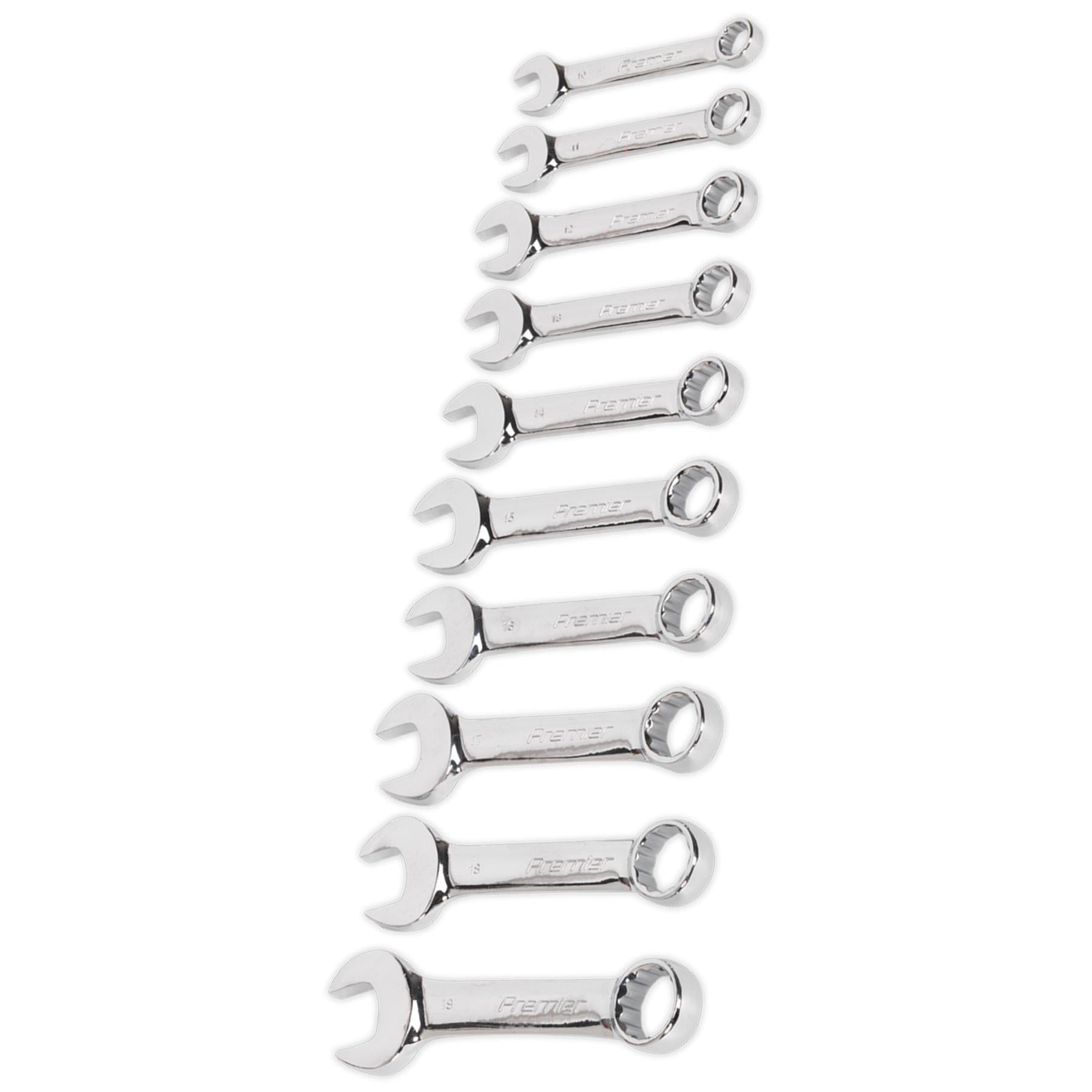 Sealey Combination Spanner Set 10pc Stubby Metric