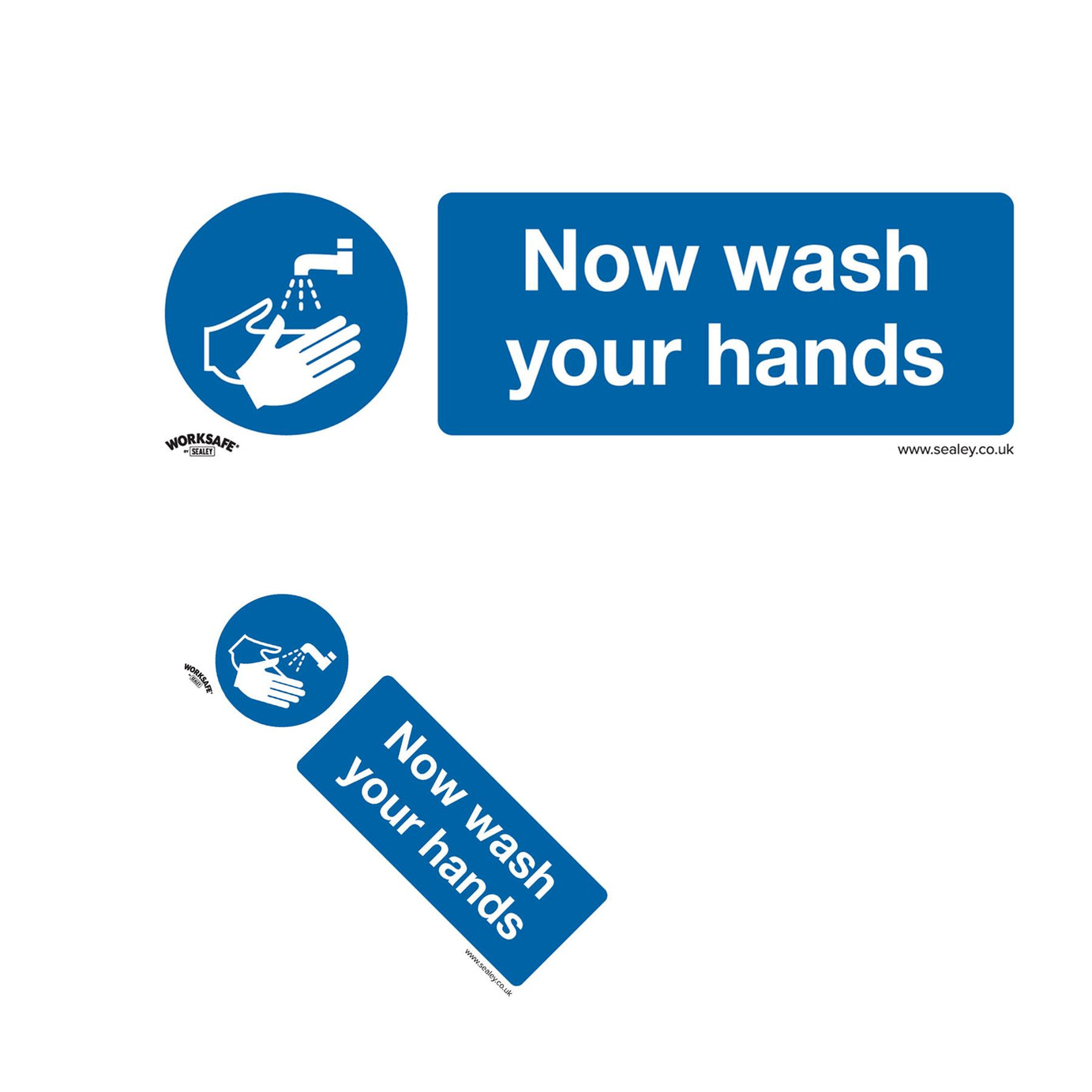 Safety Sign - Now Wash Your Hands - Rigid Plastic - Pk of 10 Sealey