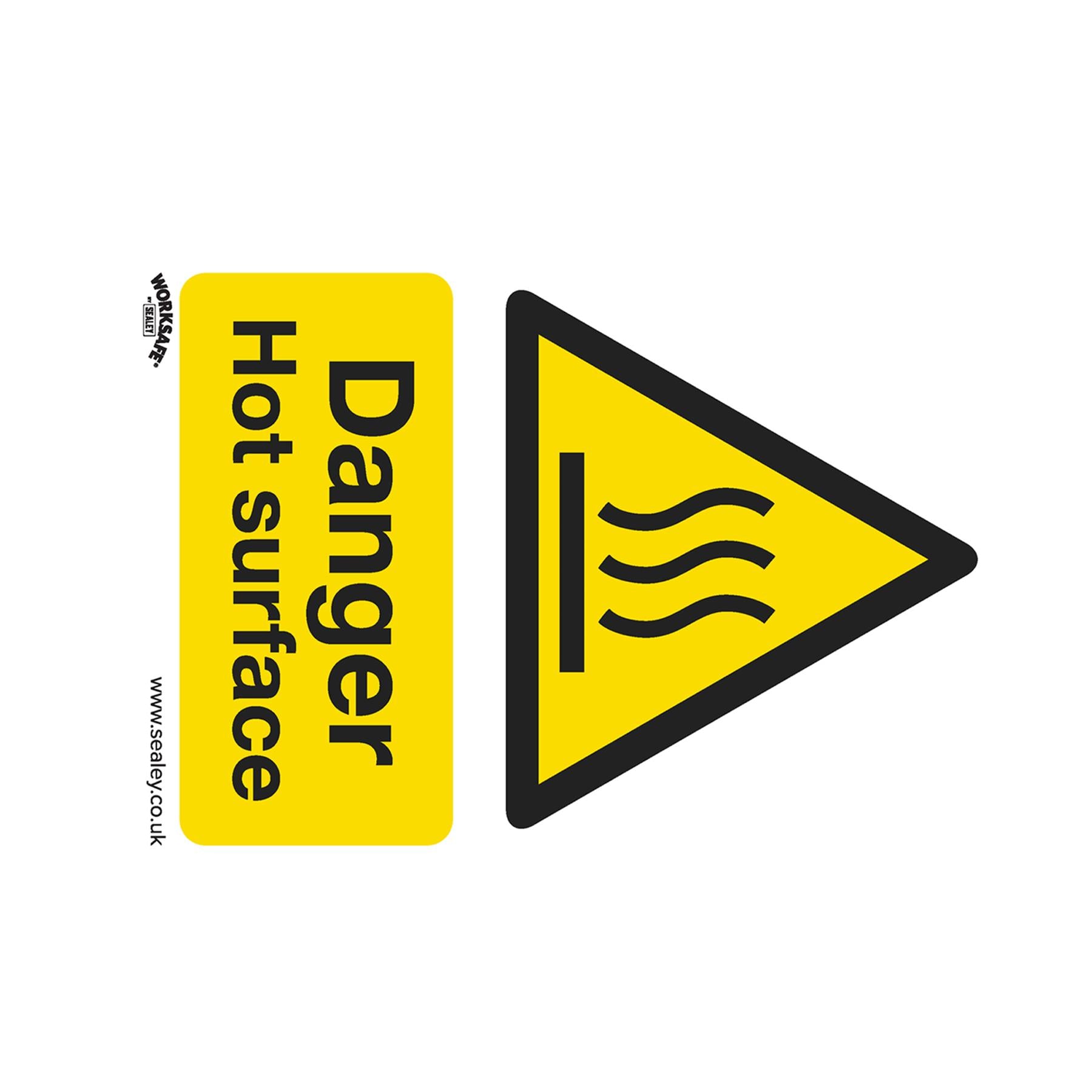 Sealey Safety Sign - Danger Hot Surface - Rigid Plastic - Pk of 10