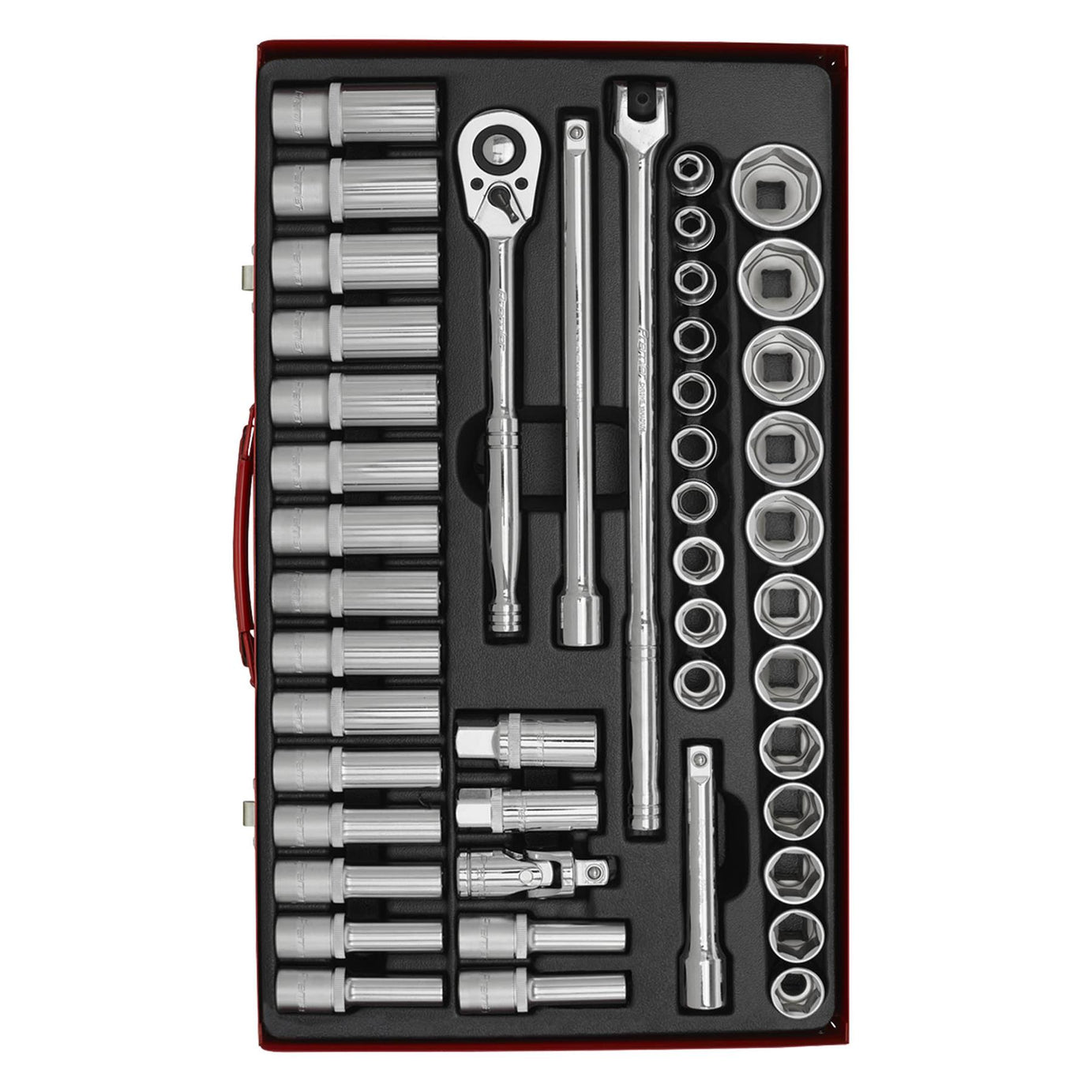 Sealey Socket Set 46pc 1/2"Sq Drive 6pt WallDrive - Metric