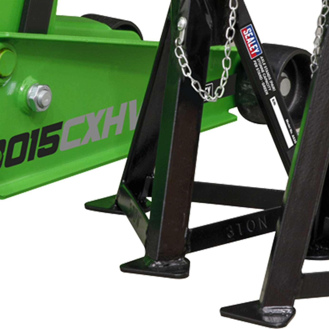 Sealey Trolley Jack 3 Tonne with Super Rocket Lift & Axle Stands (Pair) 3 Tonne Capacity per Stand-Hi-Vis