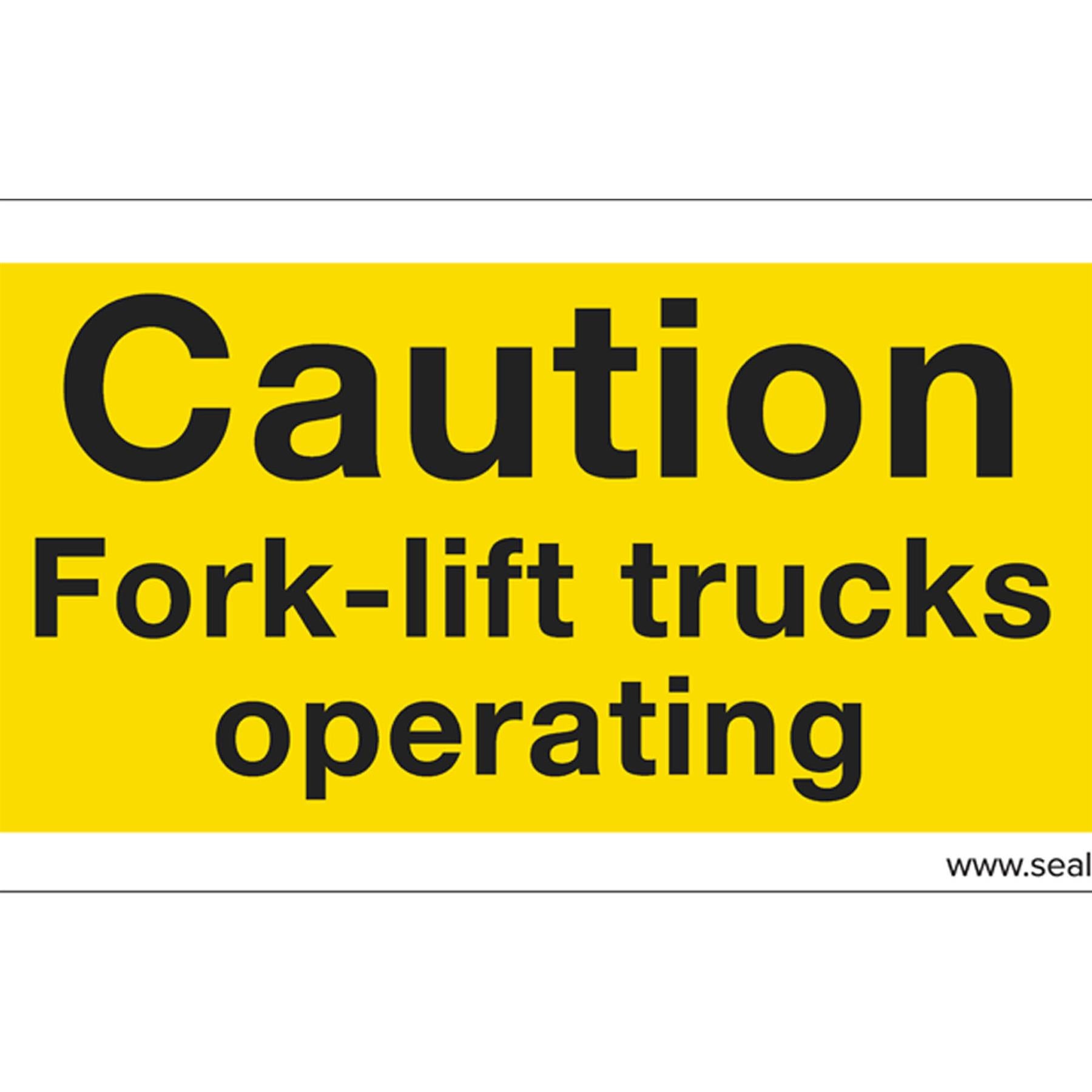 Warning Safety Sign - Caution Fork-Lift Trucks - Self-Adhesive Vinyl