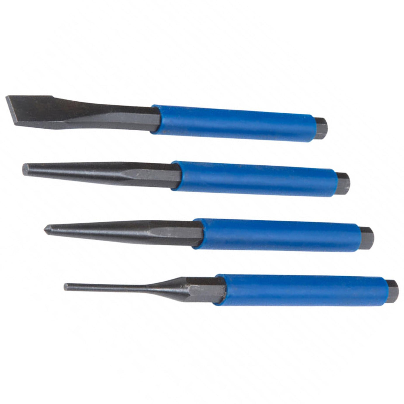 BlueSpot Punch & Chisel Set 4 Pc Cold Chisels Center Pin Taper Parallel