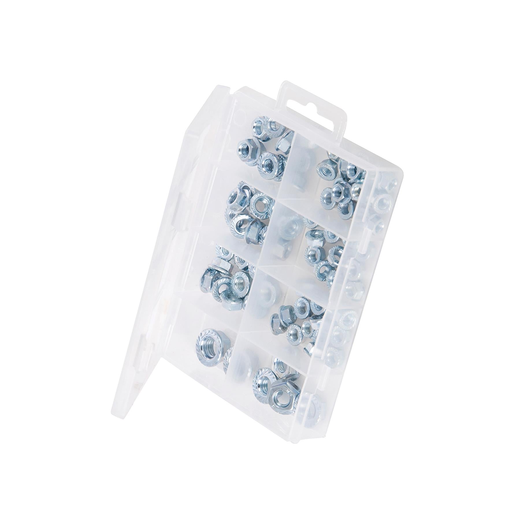 78Pc Flange Nuts Pack M5-M12 Strong Secure Uneven Fastening Surface Zinc Plated