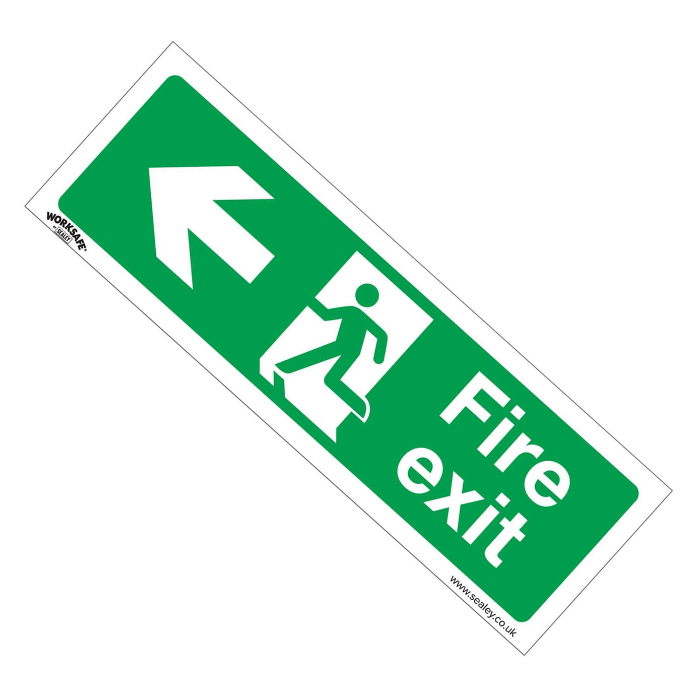Sealey Safety Sign - Fire Exit (Left) - Slf-Adhes. Vinyl - Pk of 10