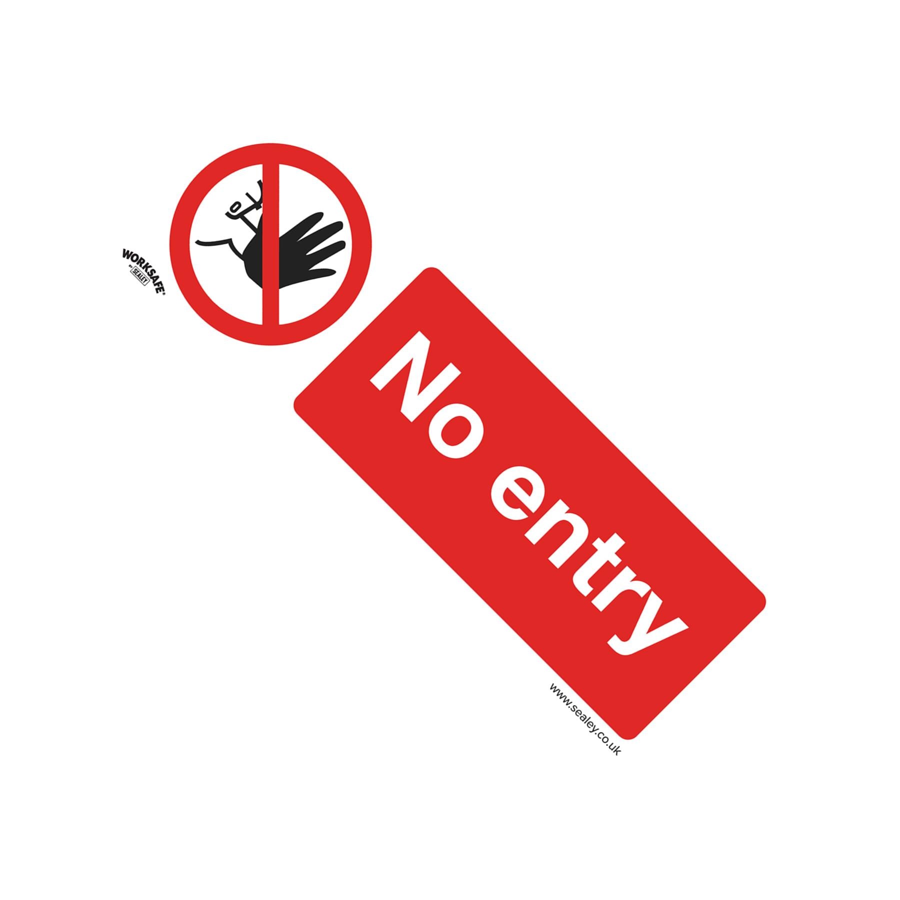 Sealey Safety Sign - No Entry - Self-Adhesive Vinyl - Pack of 10