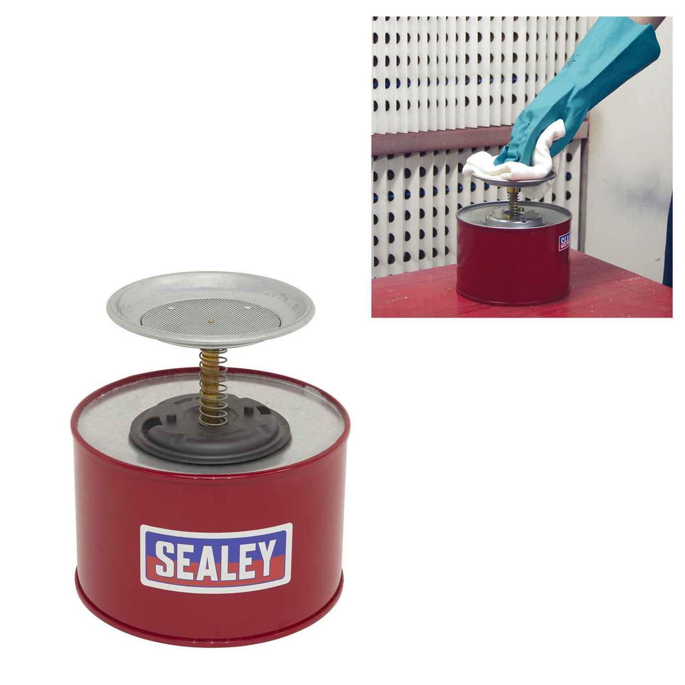 Sealey Plunger Can 1.9L Convenient & Safe Easy One-Handed Operation