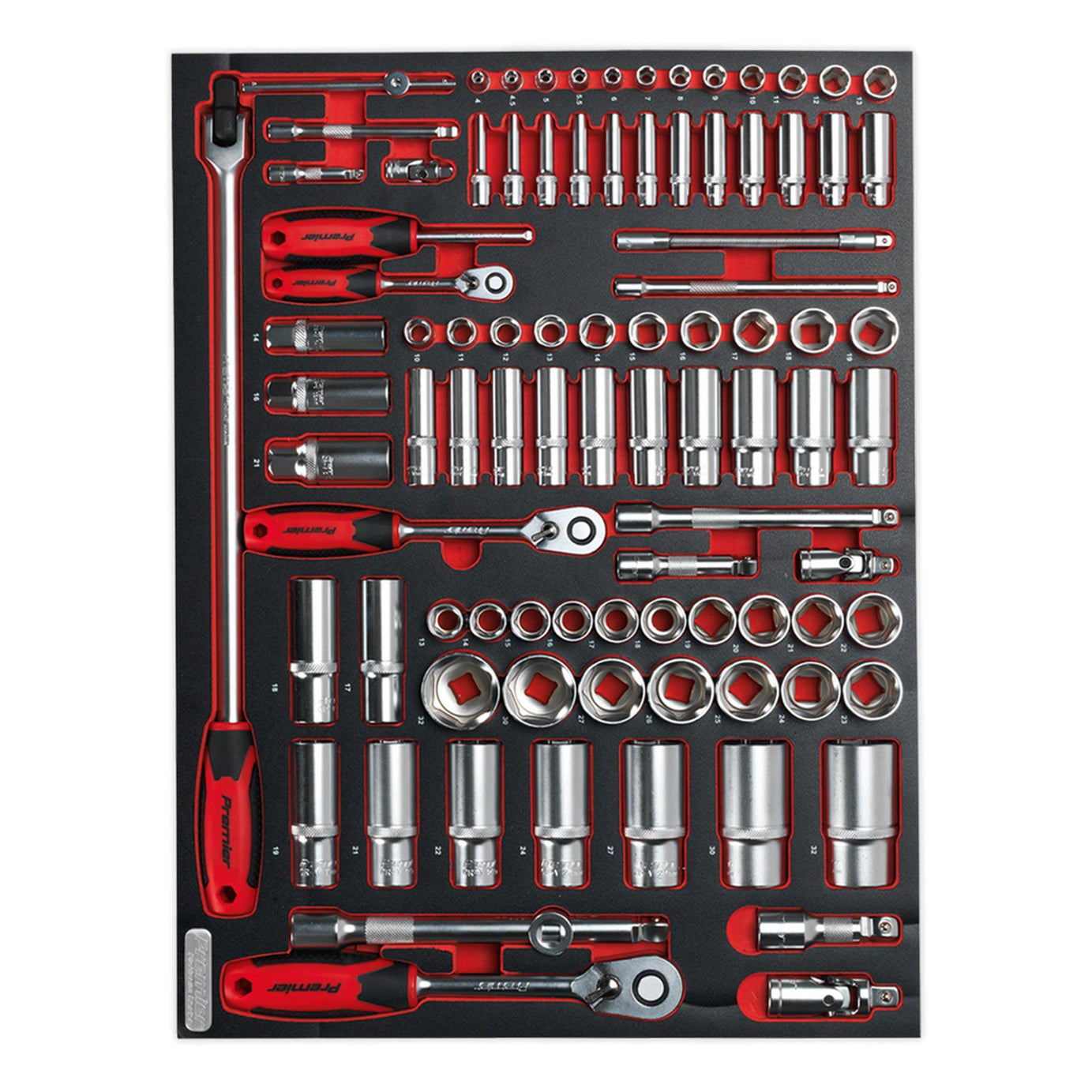 Sealey Tool Tray with Socket Set 91pc 1/4", 3/8" & 1/2"Sq Drive