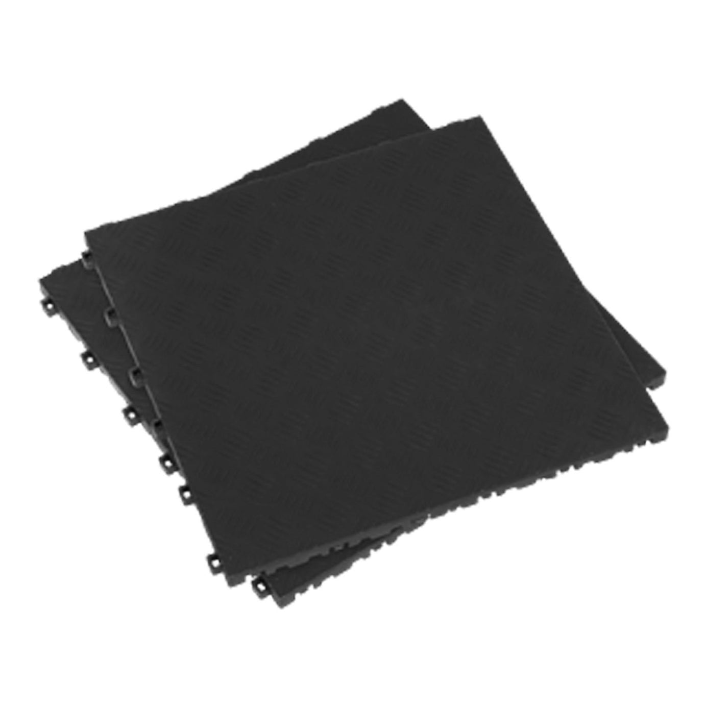 Sealey Polypropylene Floor Tile-Black Treadplate 400x400mm Pk of 9