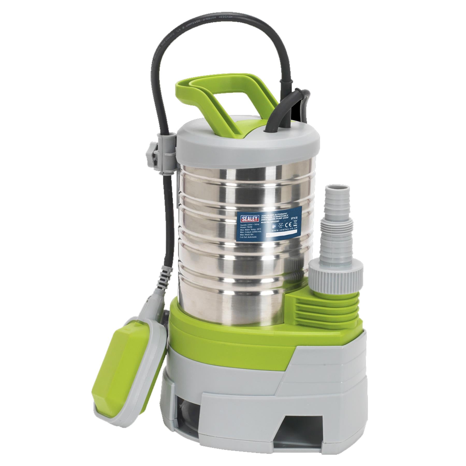Sealey Submersible Stainless Water Pump Auto Dirty Wtr 225L/min 230V