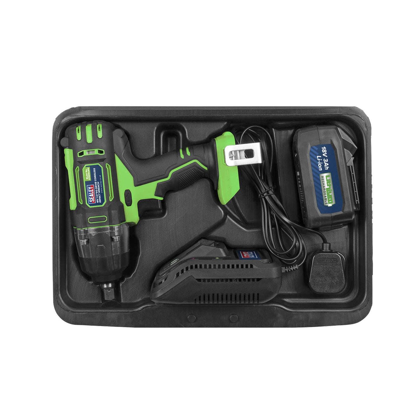 Sealey Cordless Impact Wrench 18V 3Ah Li-ion 1/2"Sq Drive Hi-Vis