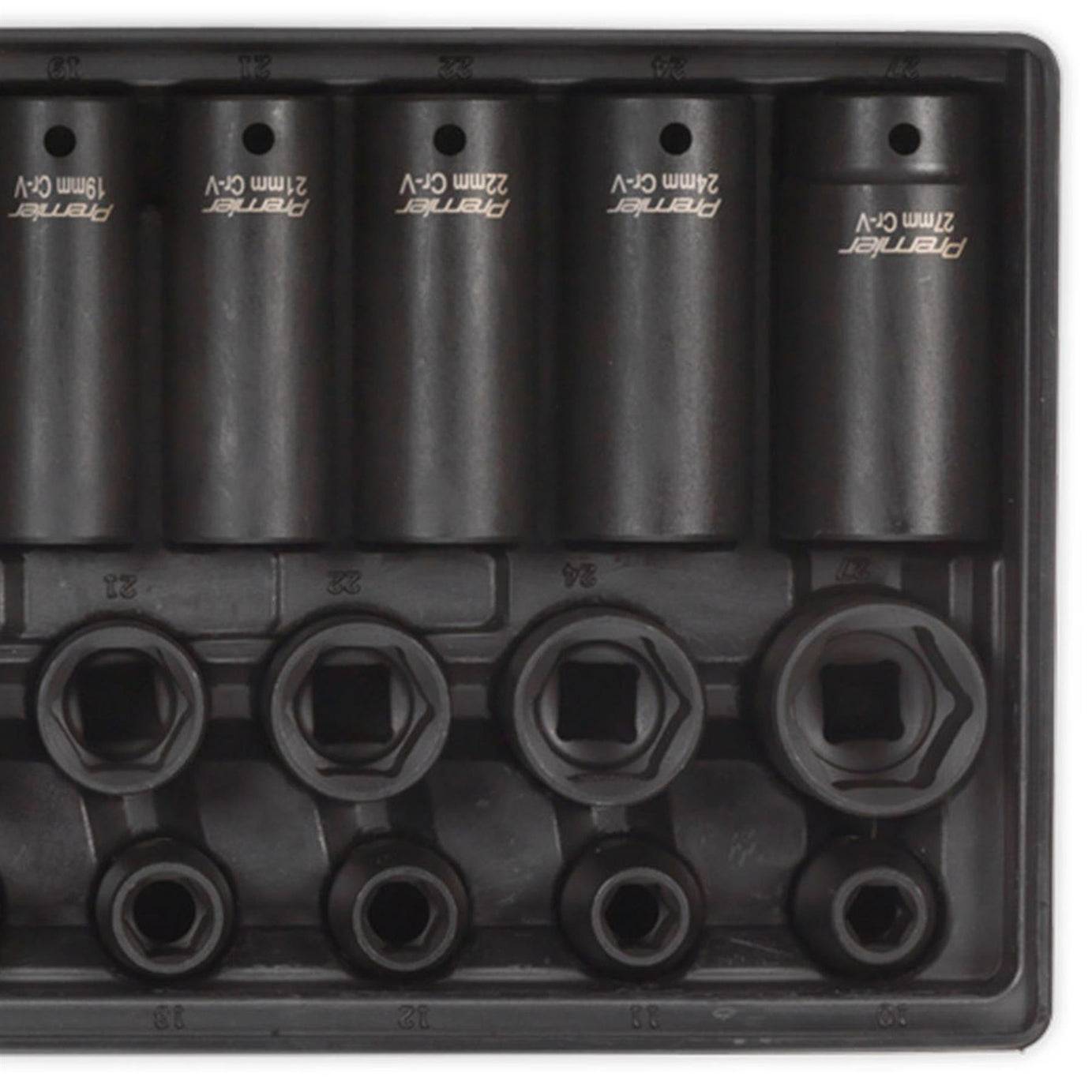 Sealey Tools Tool Tray DEEP & STANDARD Impact Socket Set 28pce 1/2 Drive Metric