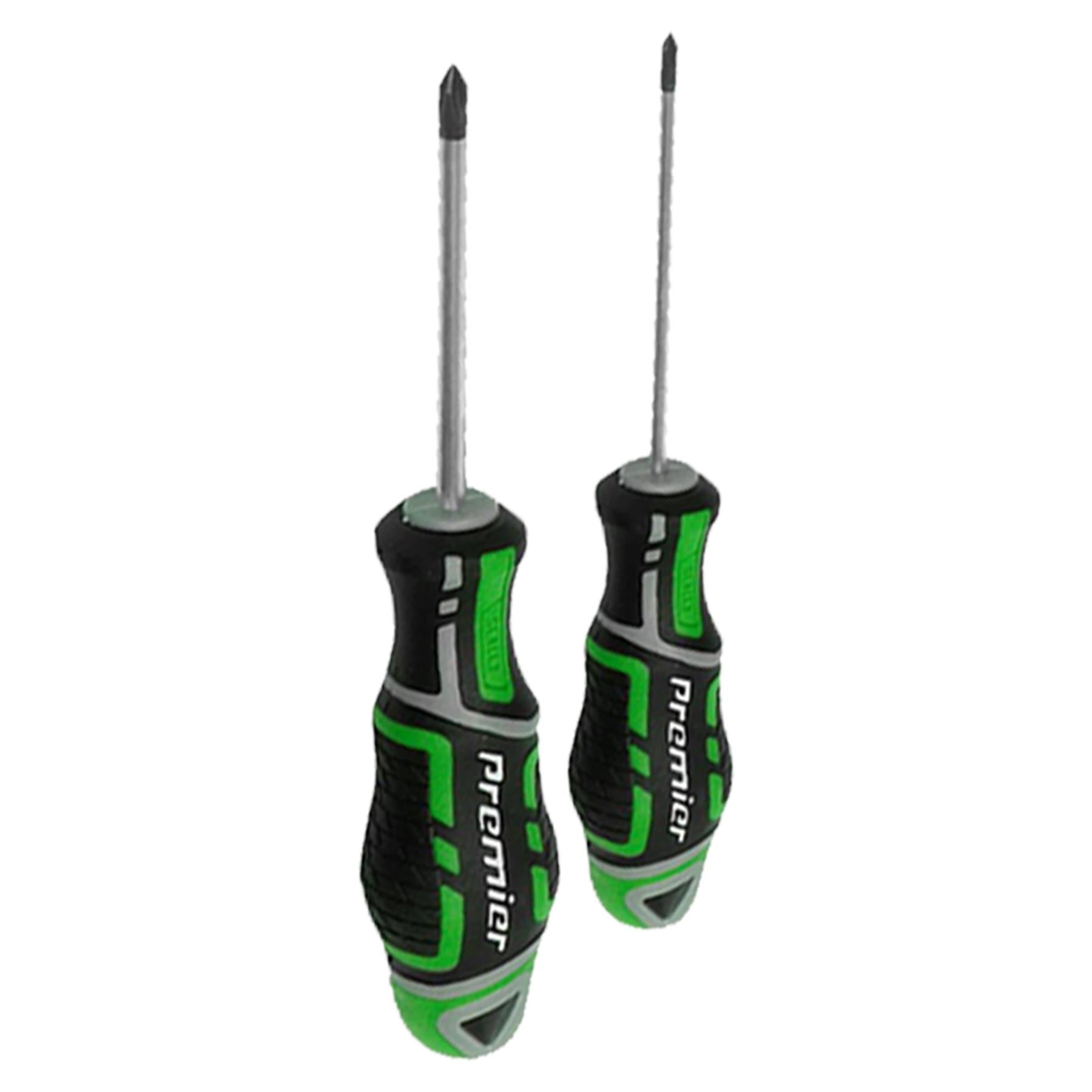 Sealey Slotted Pozi Magnetic Screwdriver Set GripMax 7 pce 75-200mm Hi Vis Green
