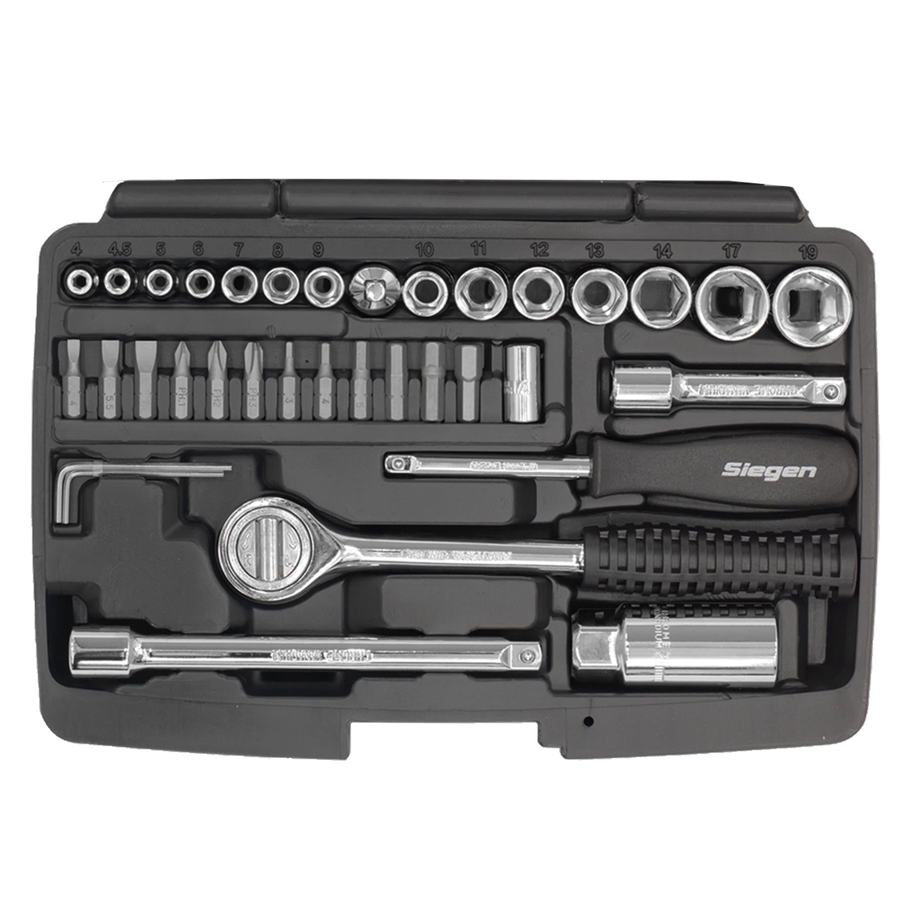 Sealey Socket Set 37pc 1/4" & 3/8"Sq Drive 6pt Metric