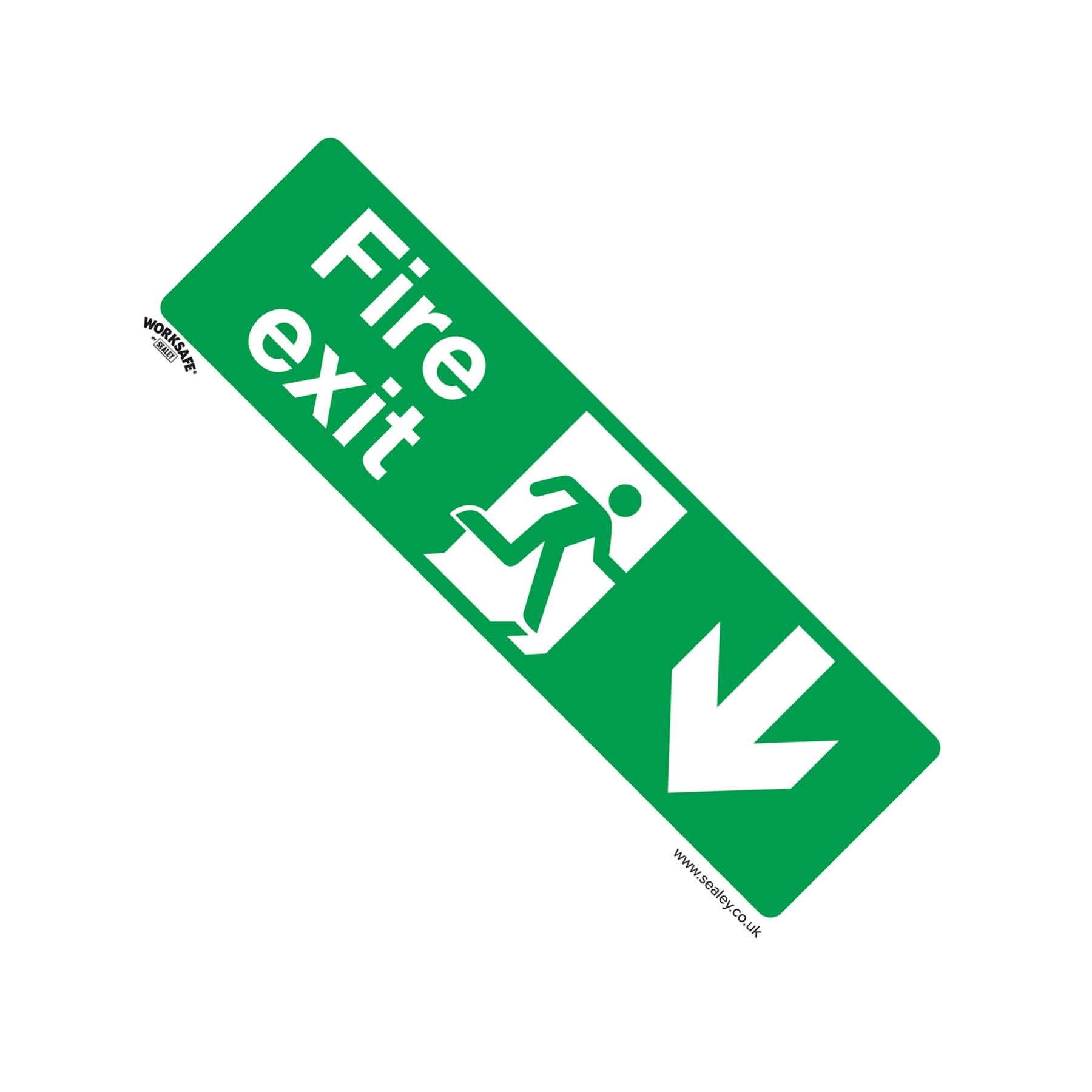 Safe Conditions Safety Sign - Fire Exit (Down) - Self-Adhesive Vinyl