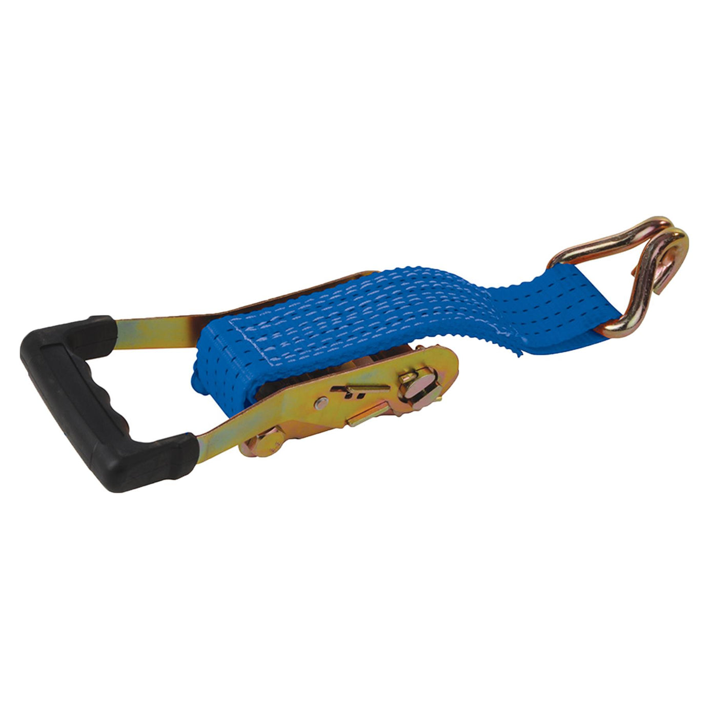 Rubber-Handled Ratchet Tie Down Strap J-Hook 8M X 50mm - Rated 1300Kg New