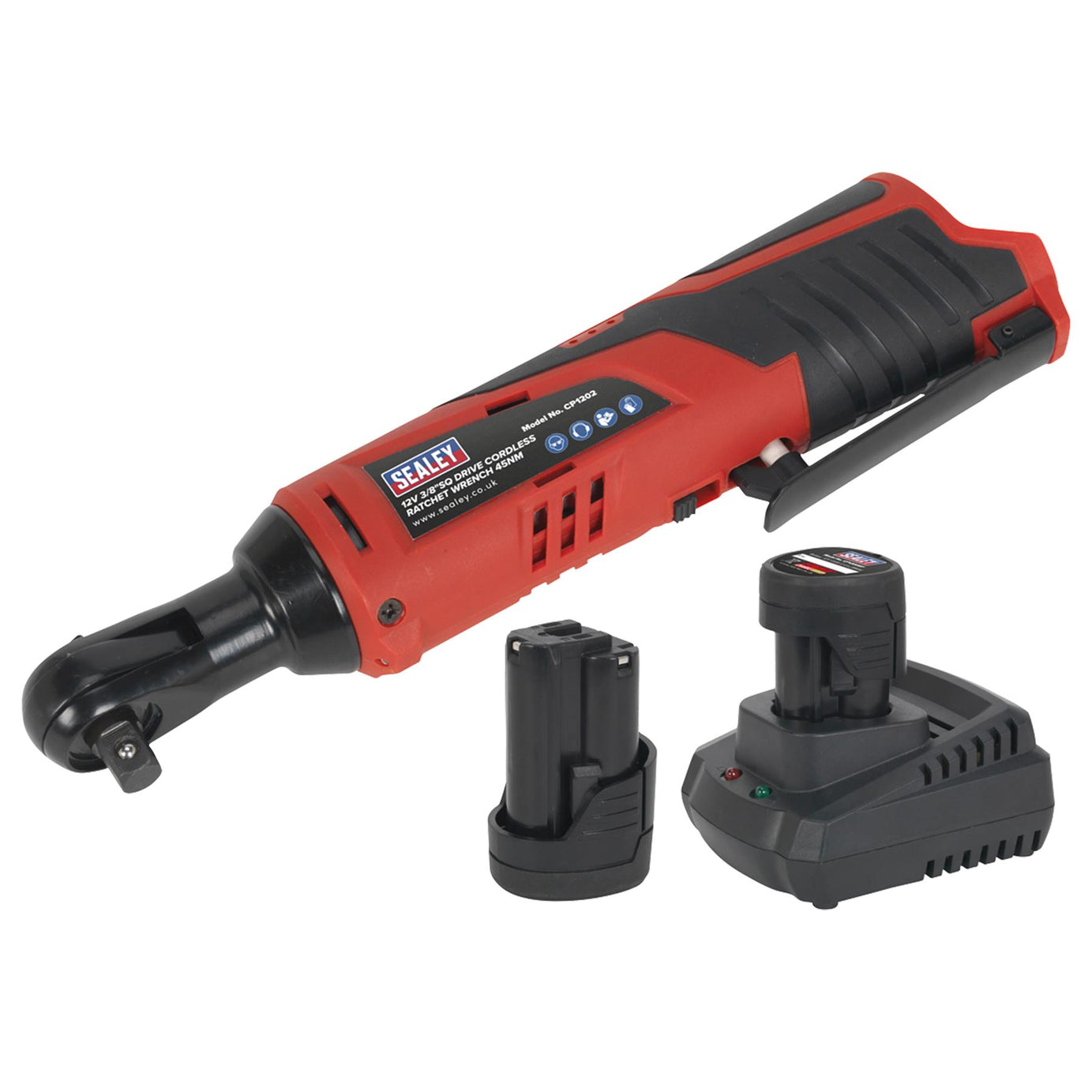 Sealey CP1202KIT Cordless Ratchet Wrench Kit 3/8"Sq Drive 12V Li-ion 2 Batteries