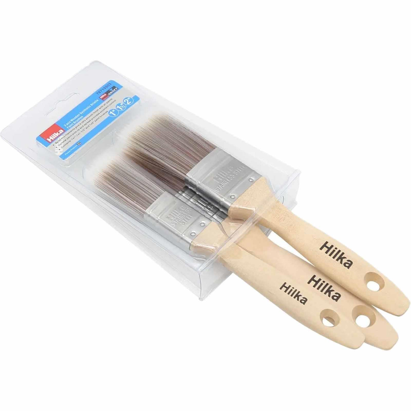 Hilka 3 Piece Paint Brushes Wooden Synthetic Bristle
