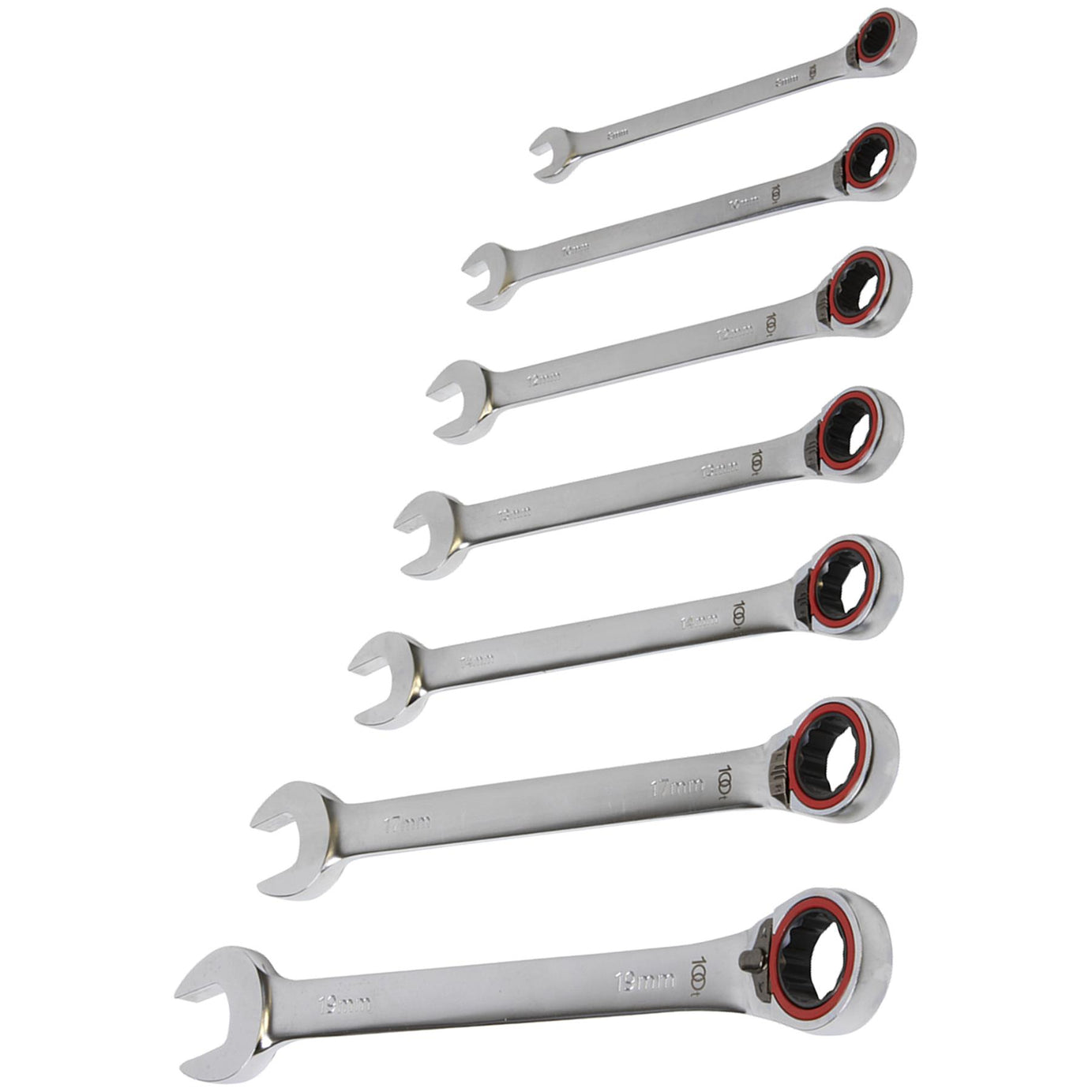 Sealey Reversible Ratchet Comb. Spanner Set 7pc Platinum Series