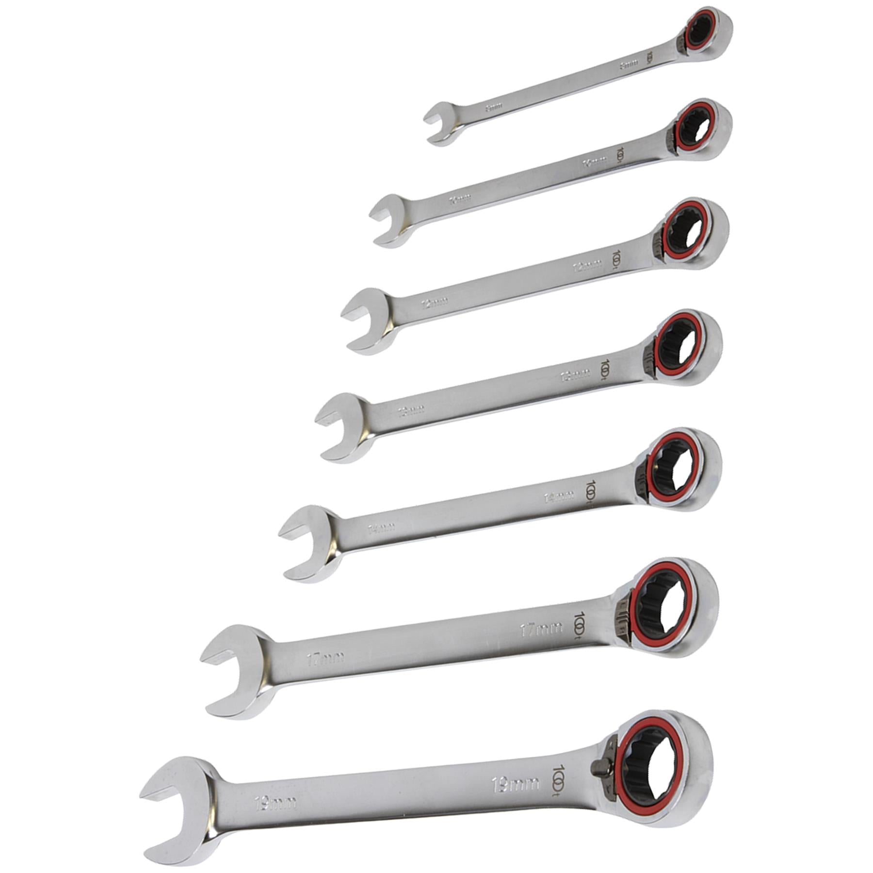 Sealey Reversible Ratchet Comb. Spanner Set 7pc Platinum Series
