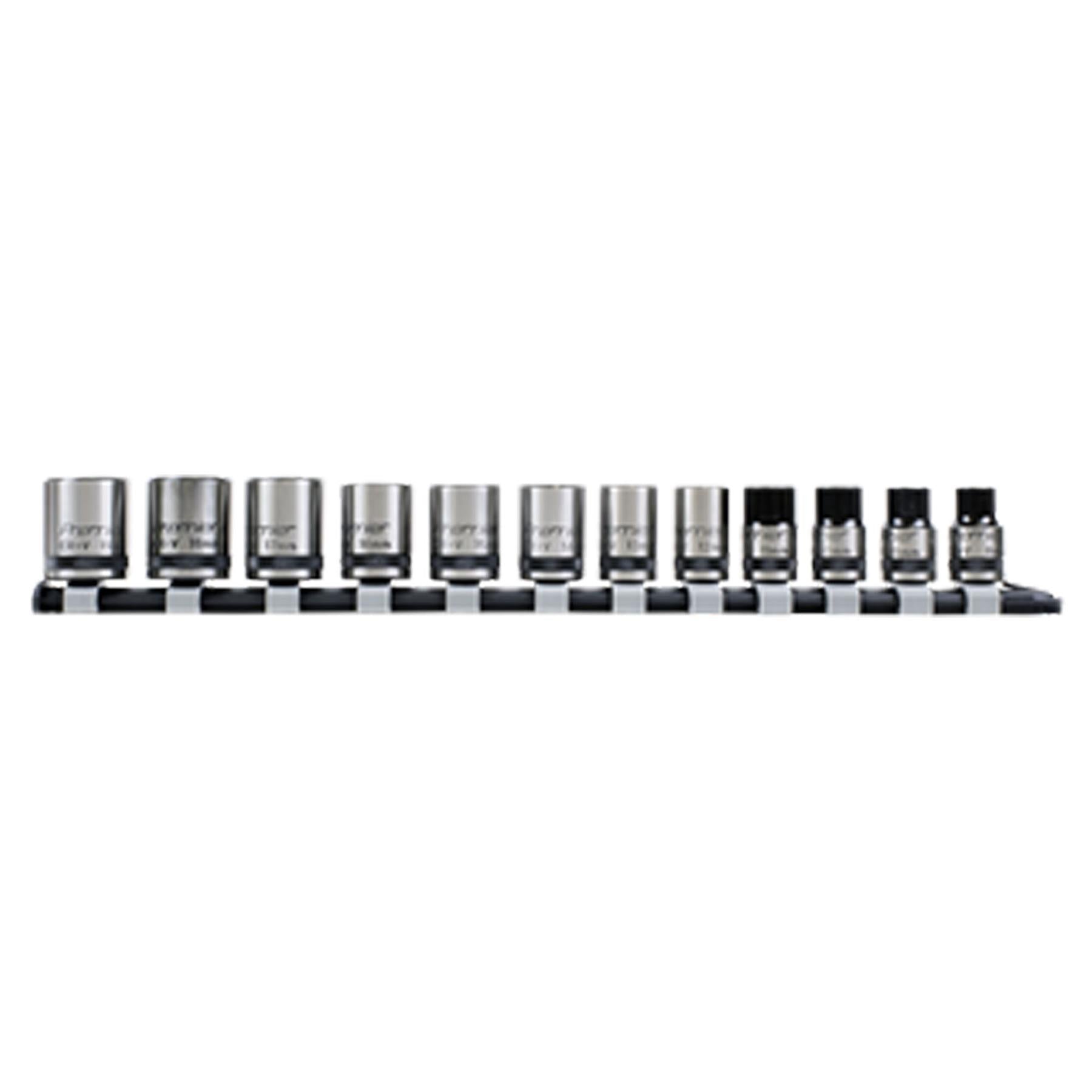 Sealey Socket Set 12pc 3/8"Sq Drive Lock-On� 6pt Metric - Black Series