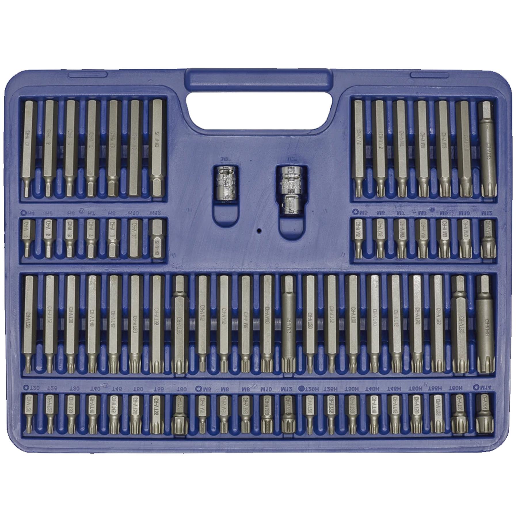 Sealey TRX-Star/Sec TRX-Star/Hex/Ribe/Spline Bit Set 74pc 1/2&3/8"
