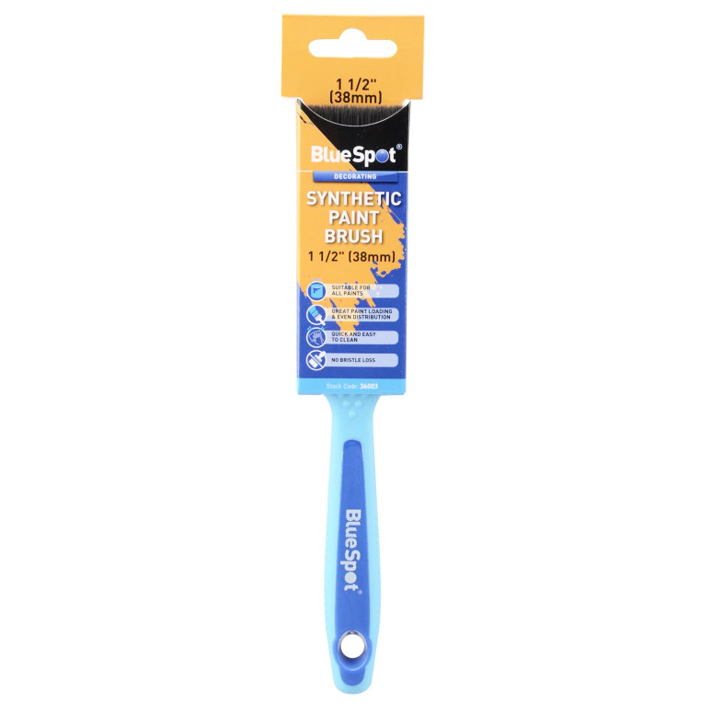 BlueSpot No Bristle Loss Angled Paint Brush Soft Handled 1 1/2" 38mm