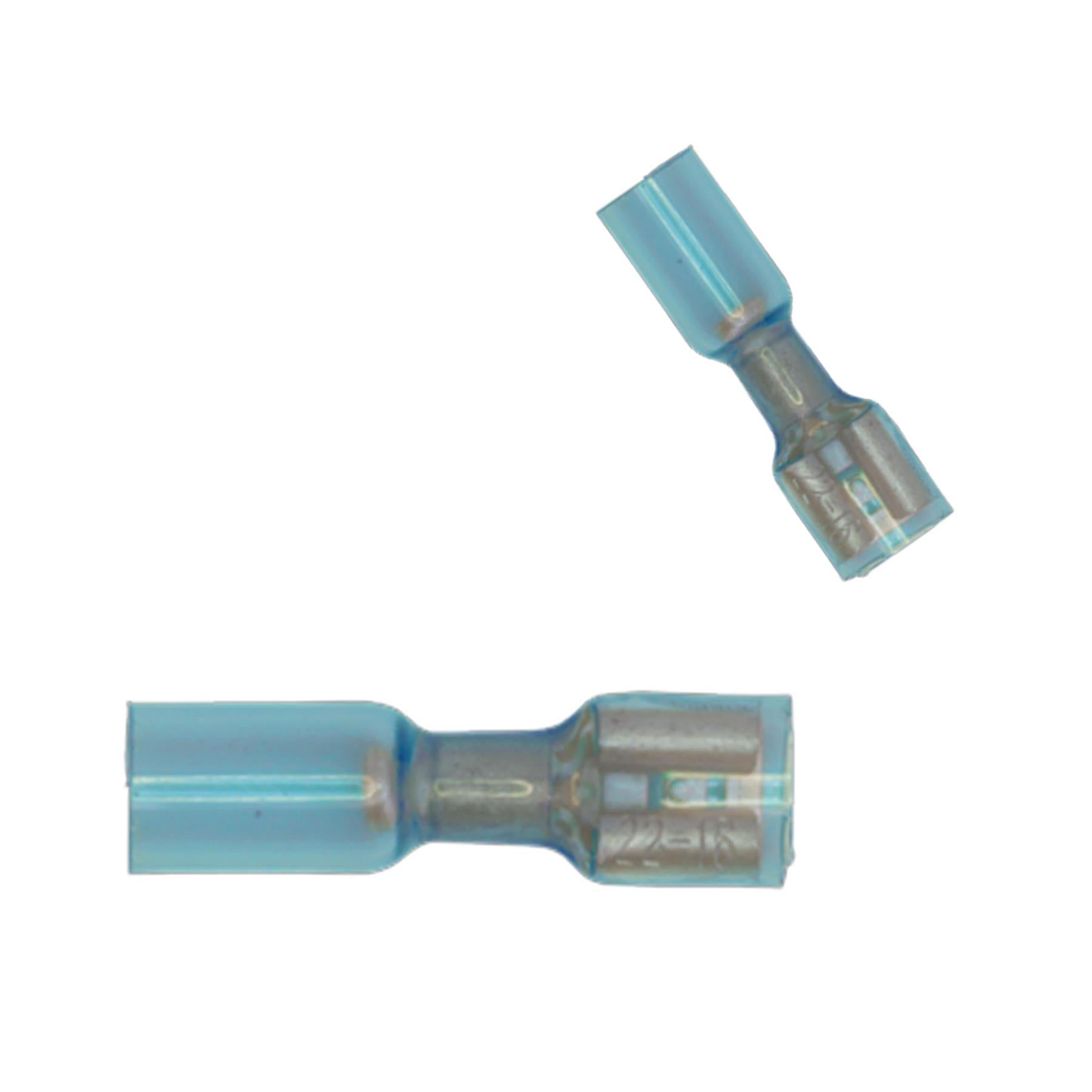 Heat Shrink Push-On Terminal 6.4mm Female Blue Pack of 25. Sealey
