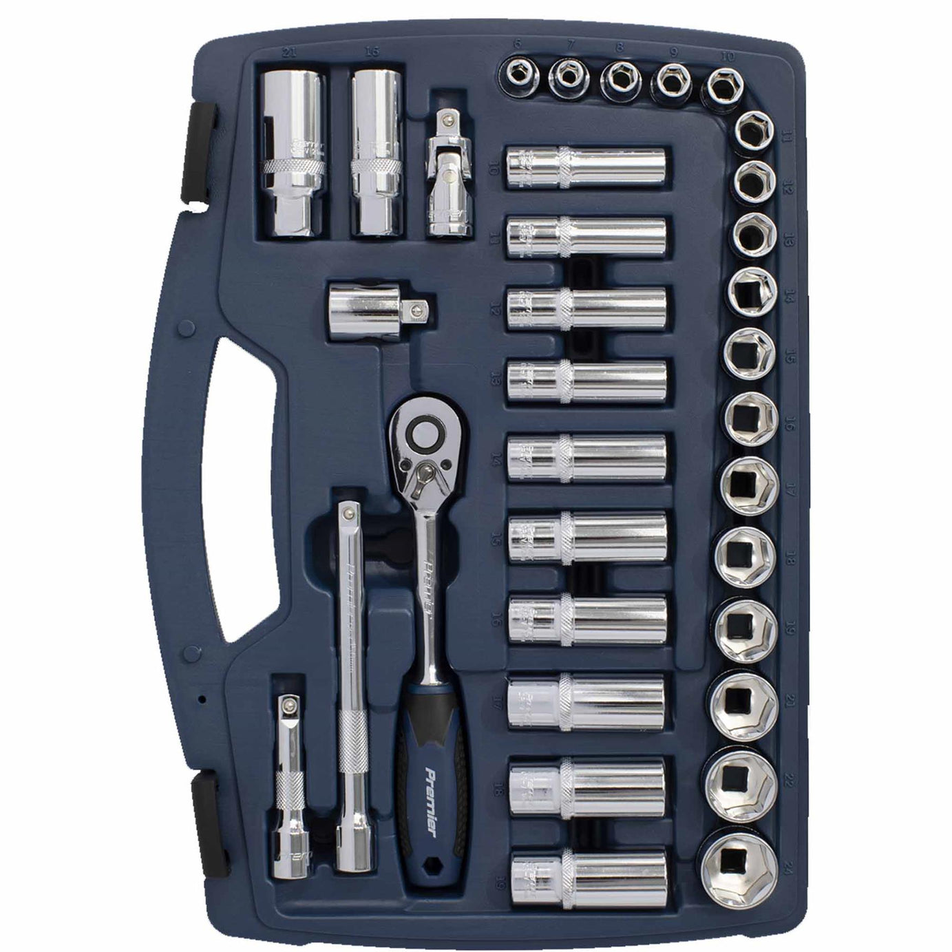 Sealey Socket Set 34pc 3/8"Sq Drive 6pt WallDrive Metric