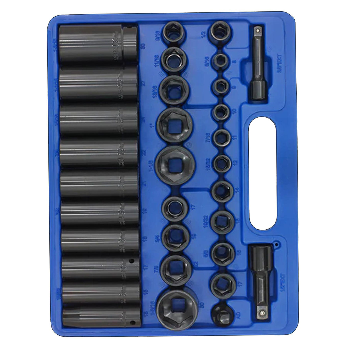 Sealey Impact Socket Set 32pc Standard/Deep 3/8"&1/2"Sq Dr Met/Imp