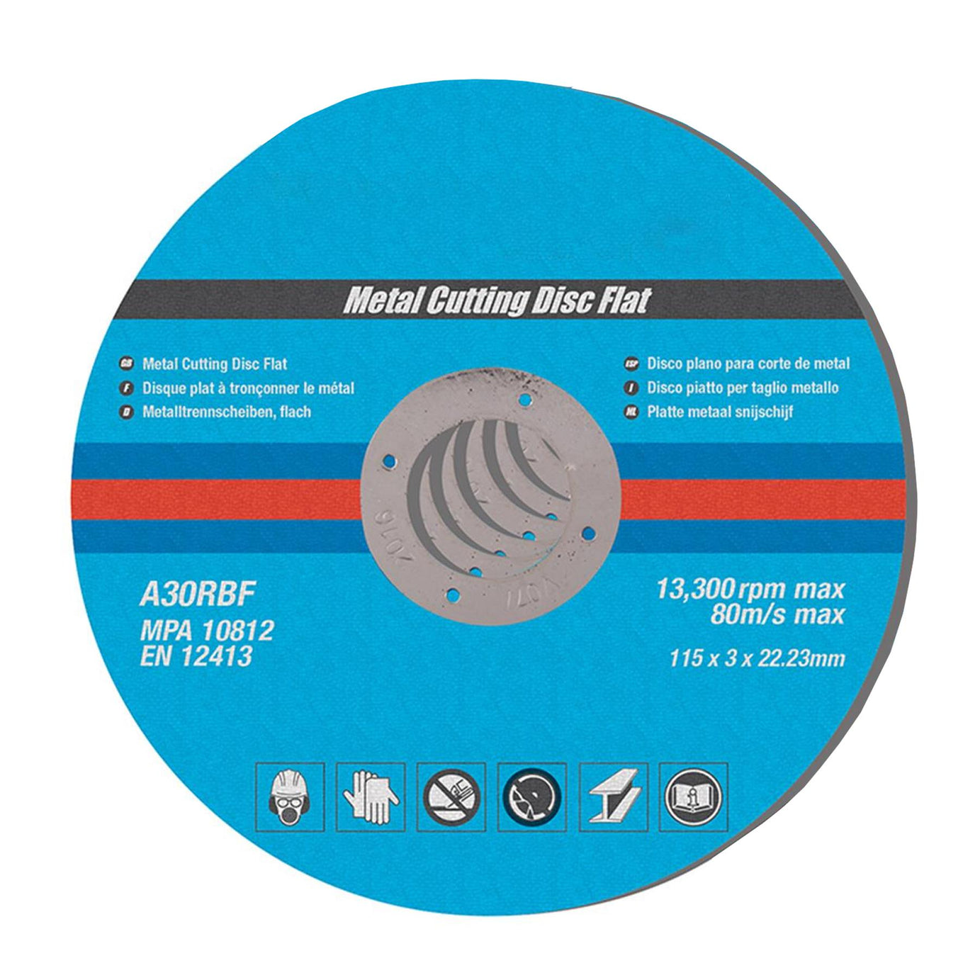 Metal Cutting Discs, Flat, Angle Grinder, 115mm X 3mm, Steel, Grinding 10Pk