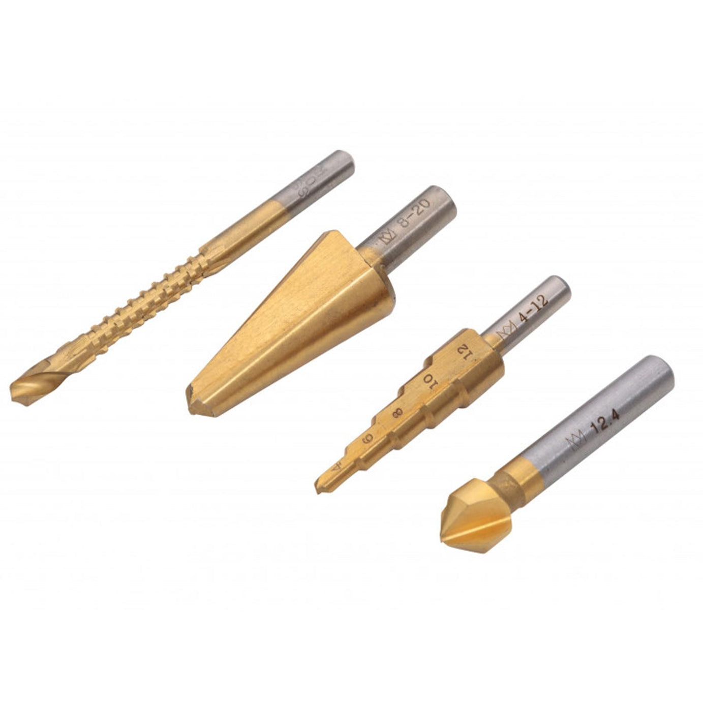 BlueSpot 4Pc Multi Drill Set Countersink Step Taper Saw Bits Wood Steel Metal New