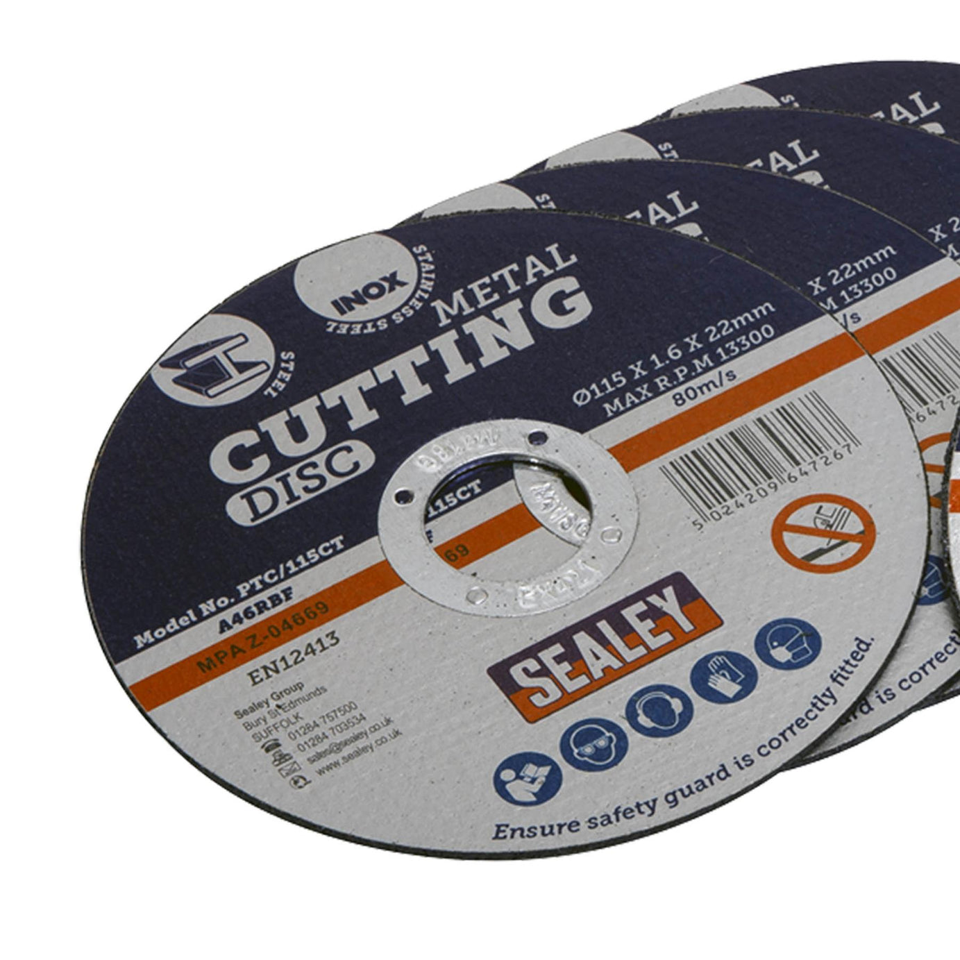 Sealey Cutting Disc �115 x 1.6mm 22mm Bore Pack of 5