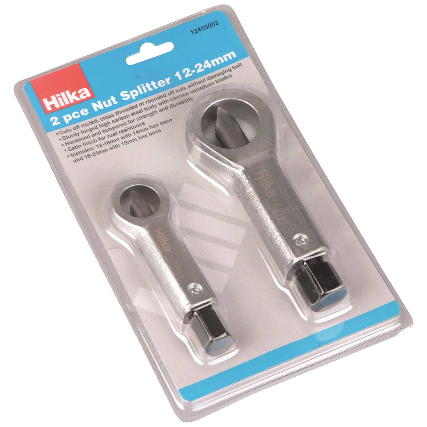 Hilka 2pc Nut Splitter Set Remove Broken Corroded Split Stuck Damaged Nuts 12-24