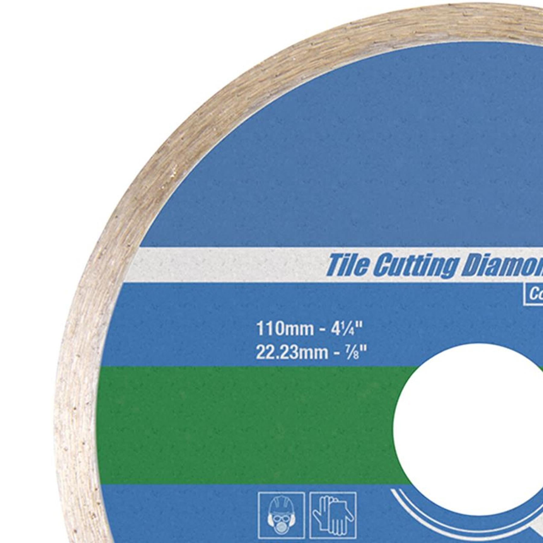 Tile Cutting Diamond Disc 110mm X 22.2mm Continuous Rim Blade Brand New