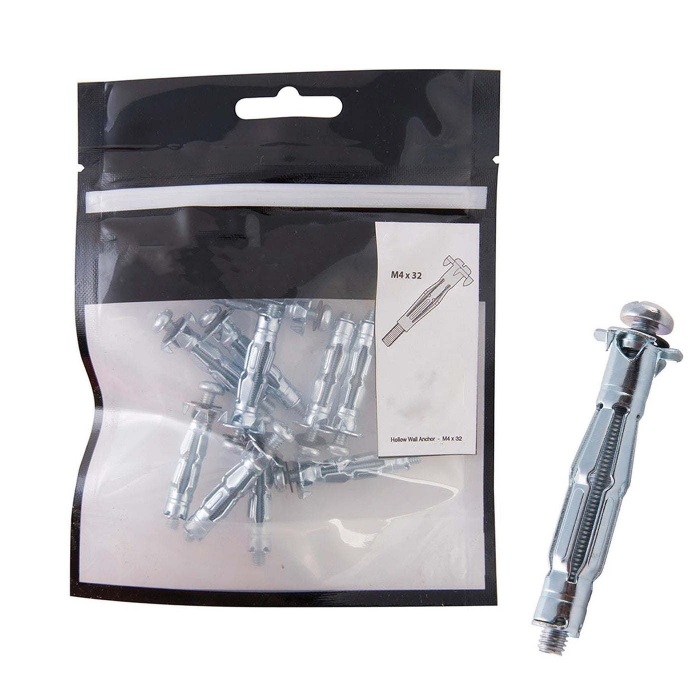 Hollow Wall Anchors Flush Finish With Anti-Rotation Barbs 20Pk M4 X 32mm