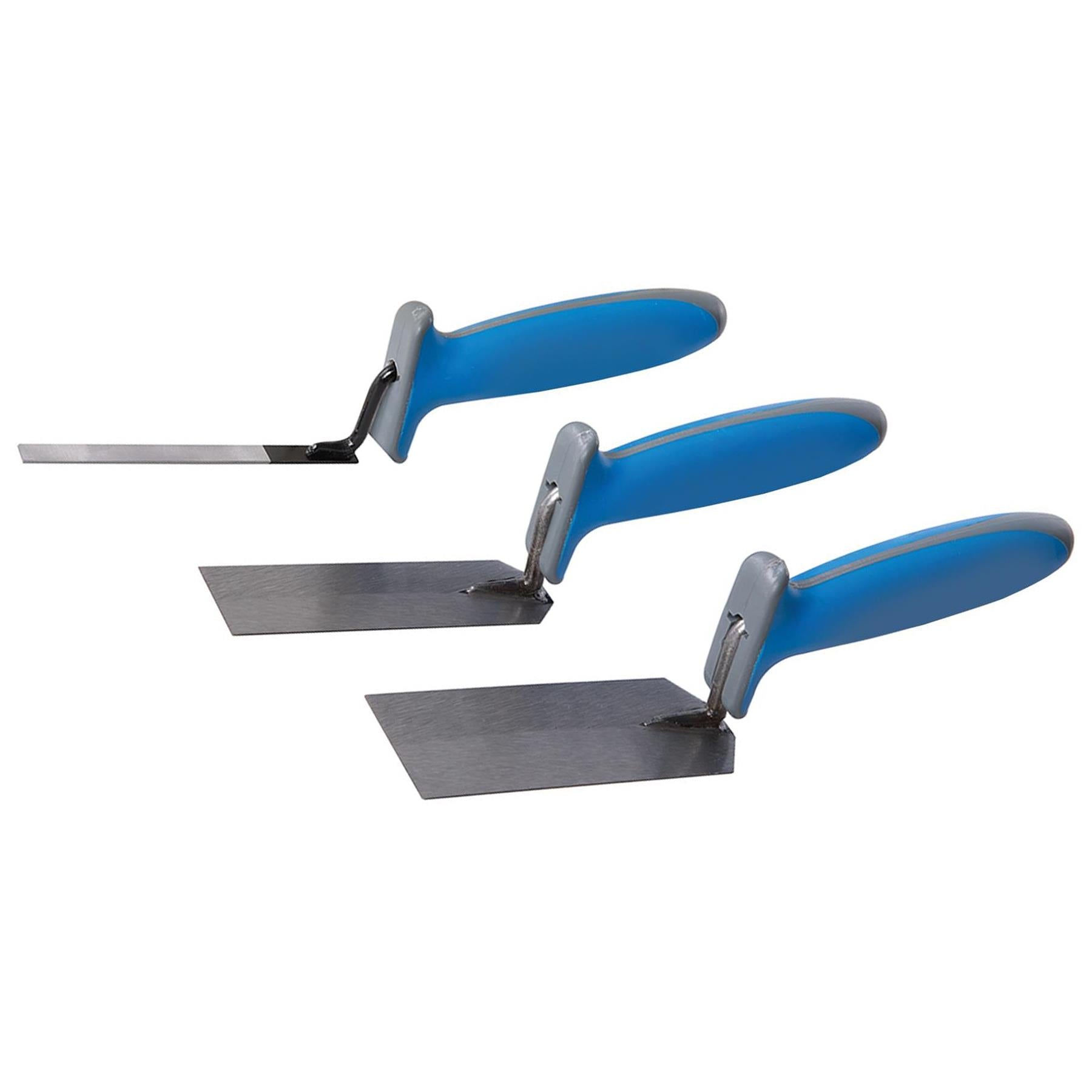 3Pce Margin Trowel Soft-Grip Set working mortar in tighter areas and corners