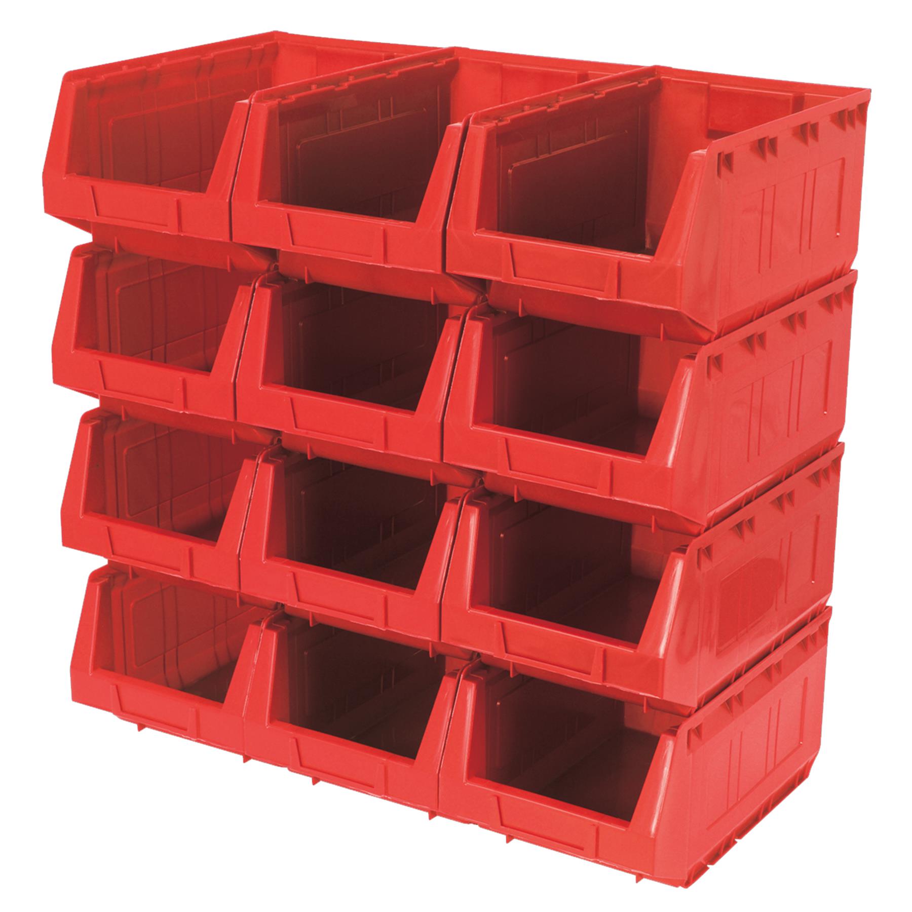 Sealey Plastic Storage Bin 210 x 355 x 165mm - Red Pack of 12