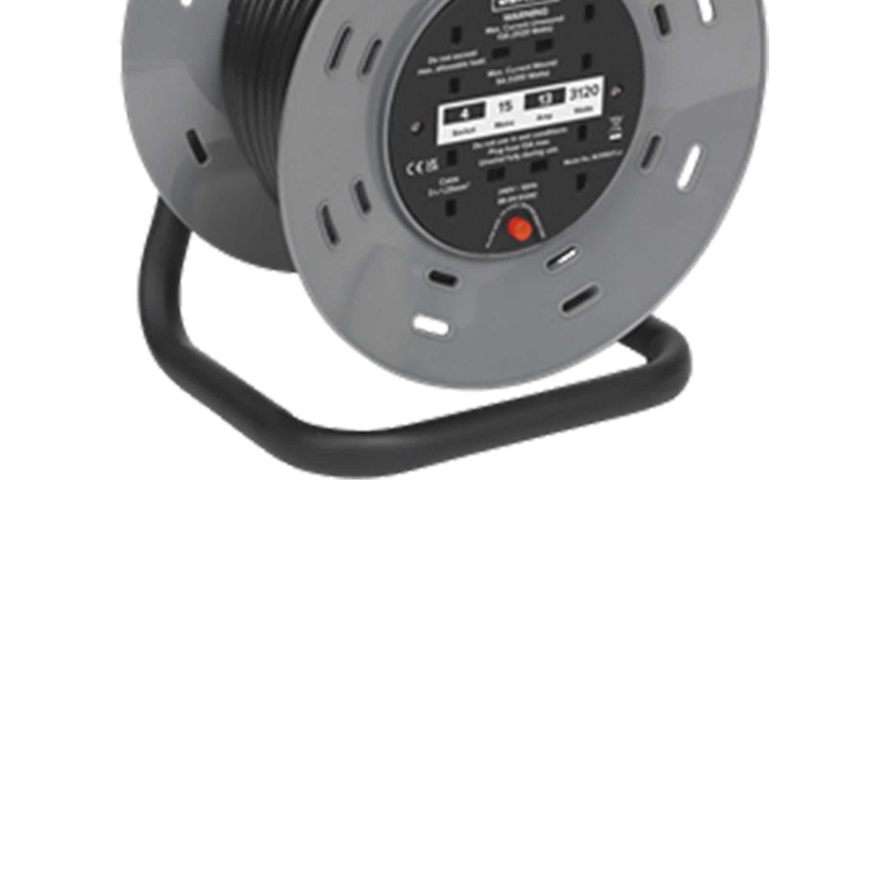 Sealey Cable Reel 15m 4 x 230V Thermal Trip