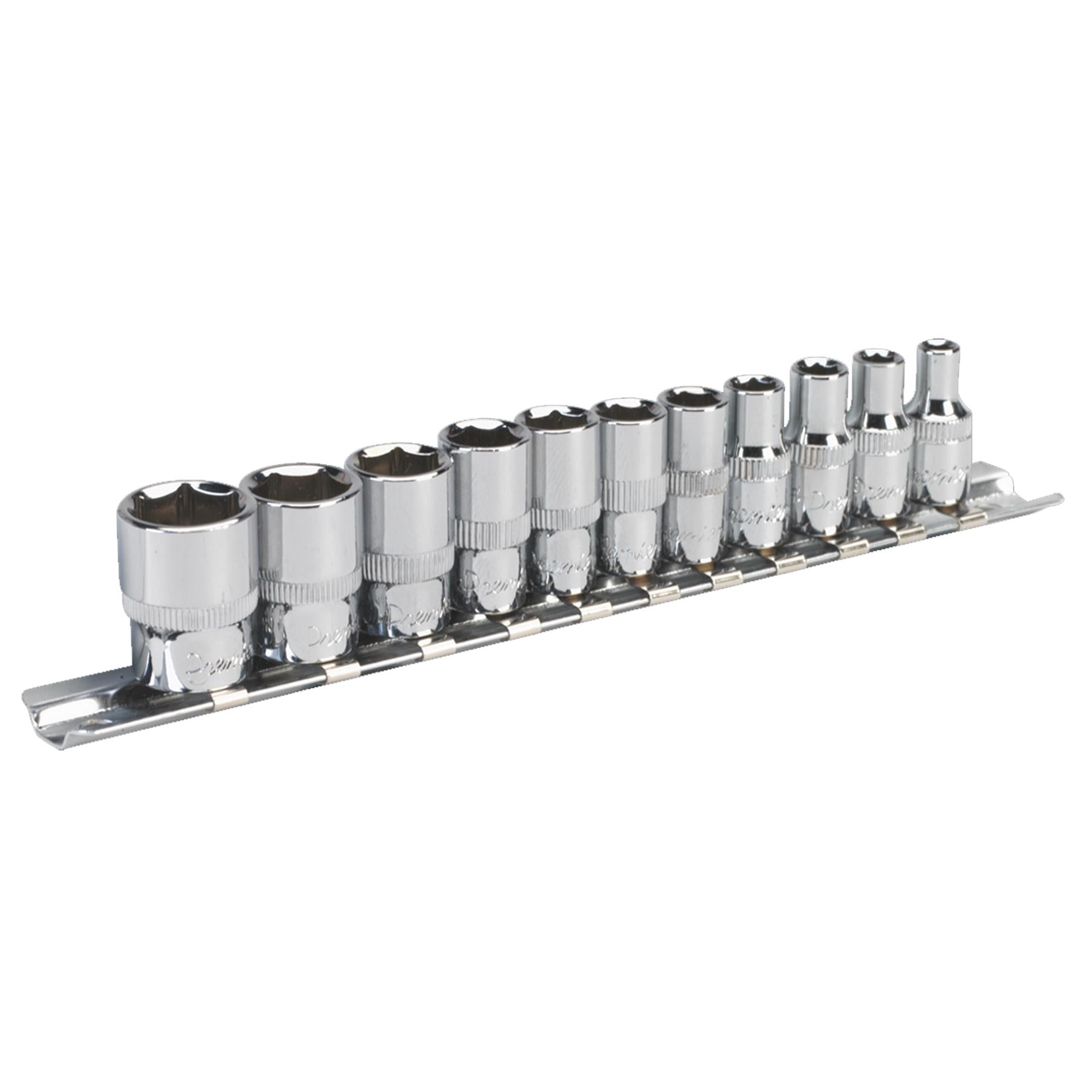 Sealey Socket Set 11pc 1/4"Sq Drive WallDrive Imperial