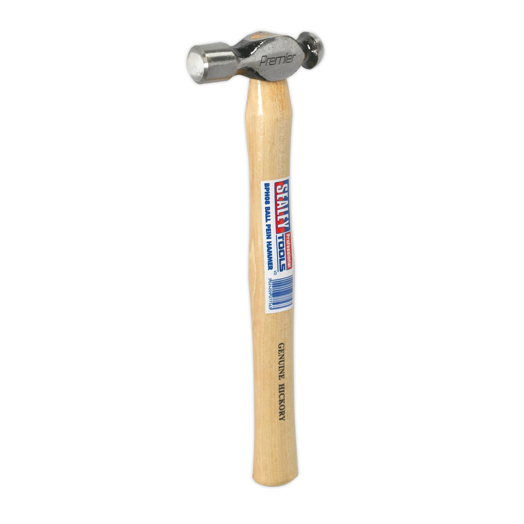 Sealey Ball Pein Hammer 8oz Hickory Shaft Forged Carbon Steel Head