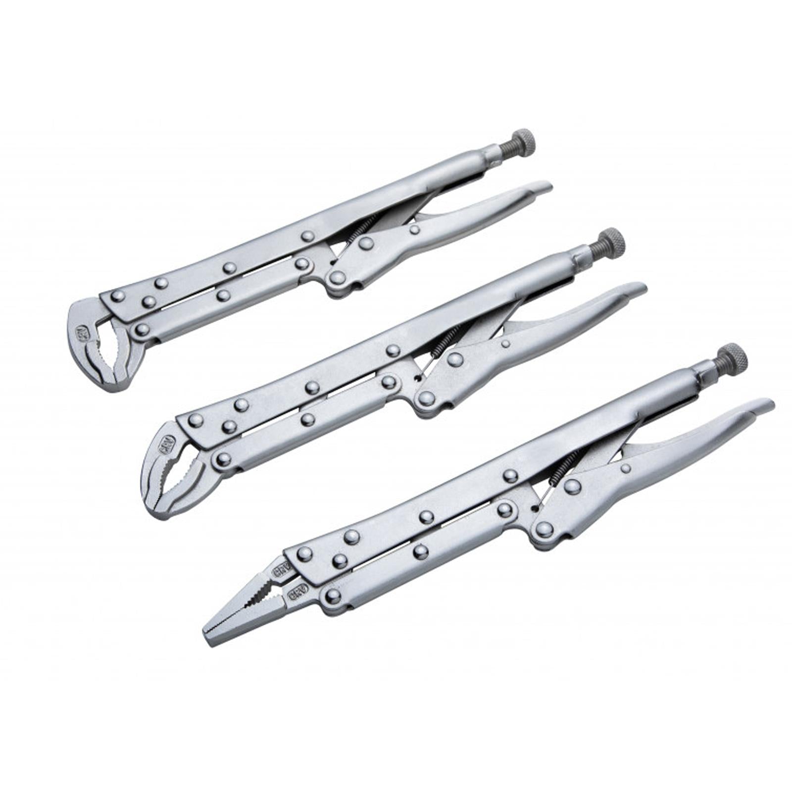 BlueSpot 3Pcs 300mm  Extra Long Locking Pliers Set Straight Bent Nose Mole Grips